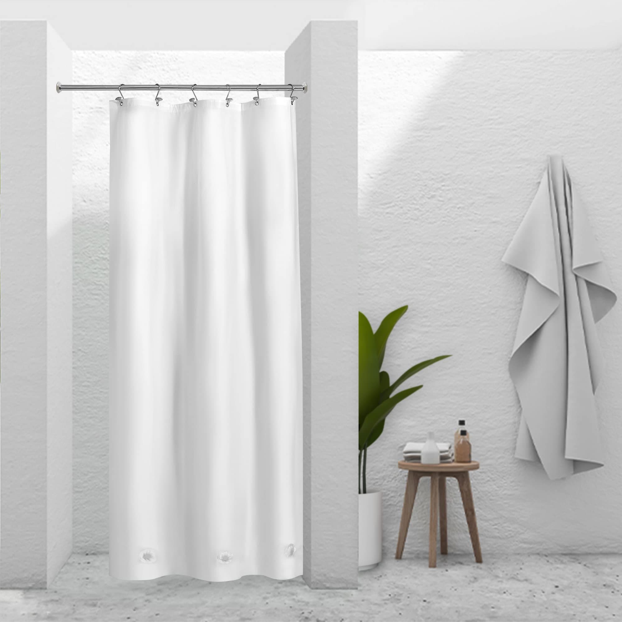 White Stall Shower Curtain Liner with 3 Magnets - 36" x 72", Waterproof PEVA Shower Liner for Small Bathroom Stall, PVC Free, Metal Grommets - White, 36X72