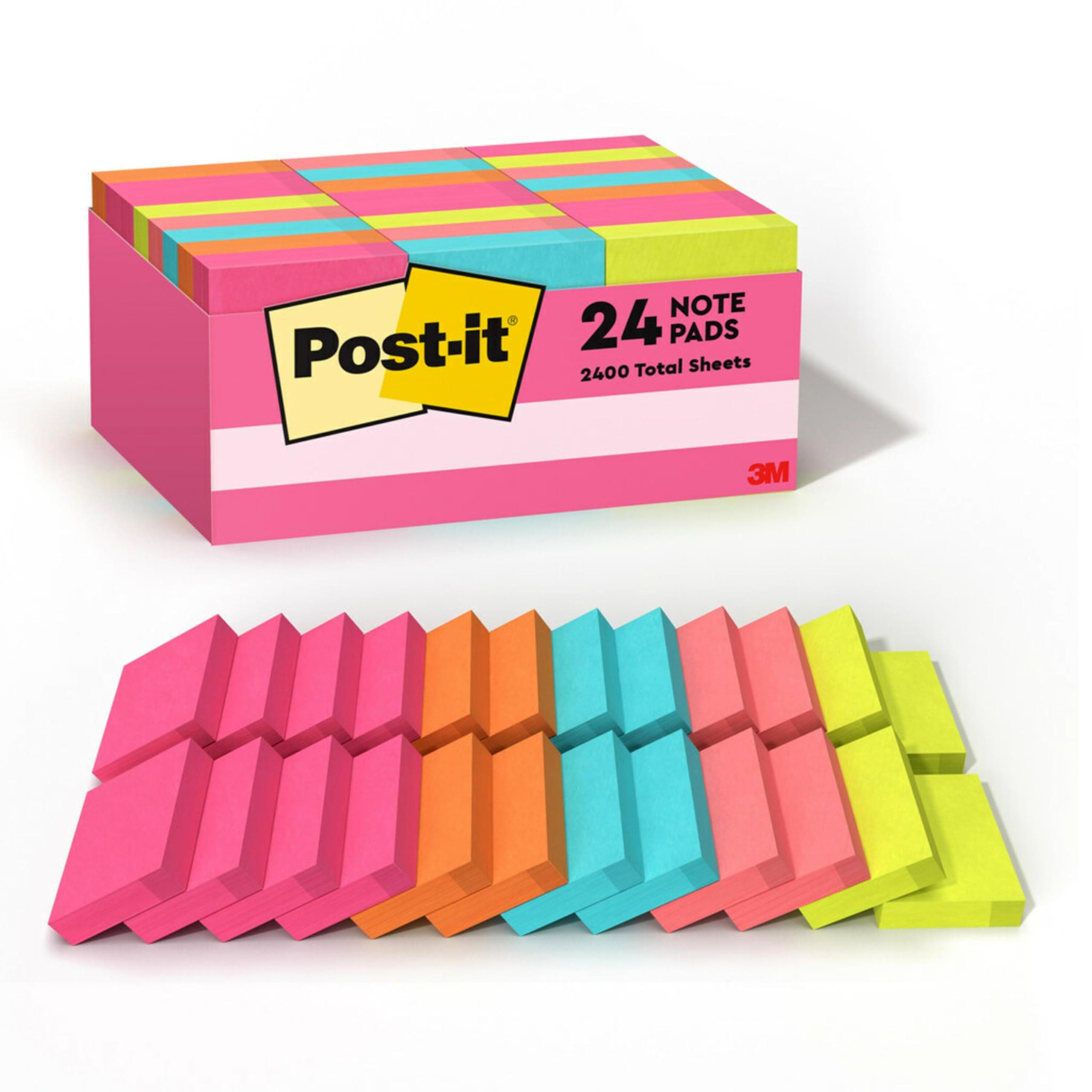 Post-it Mini Notes, 1 3/8 in. x 1 7/8 in., 24 Sticky Notes Pads, 100 Sheets per Pad, Poptimistic Collection, School Supplies and Oﬃce Products, The Original Post-it Note