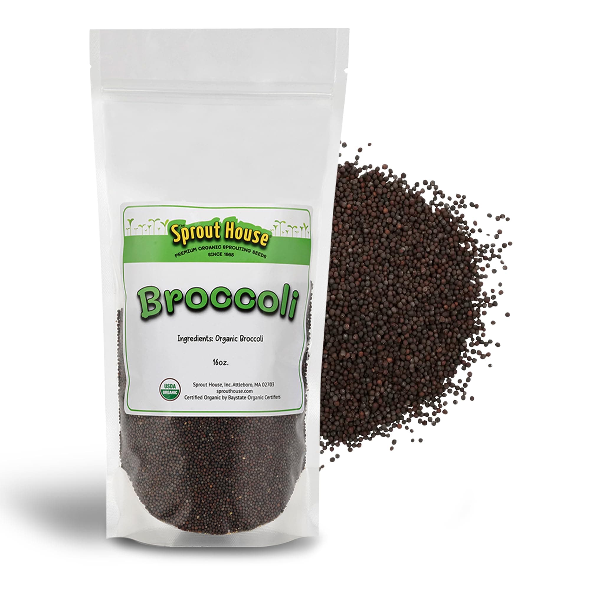 The Sprout House Broccoli Sprouting and Microgreen Seeds - Premium Organic Broccoli Sprouts, Non-GMO, High-Germination, Easy to Grow, Resealable Bag, Sulforaphane Rich Superfood,16oz