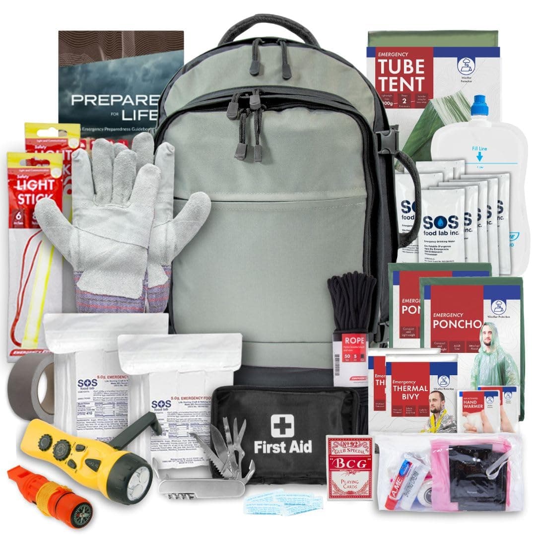 Urban Survival Bug-Out Bag/Go Bag and Disaster Survival Supplies for up to 6 People | Survival Kit for Wildfires, Hurricane, Civil Unrest & More