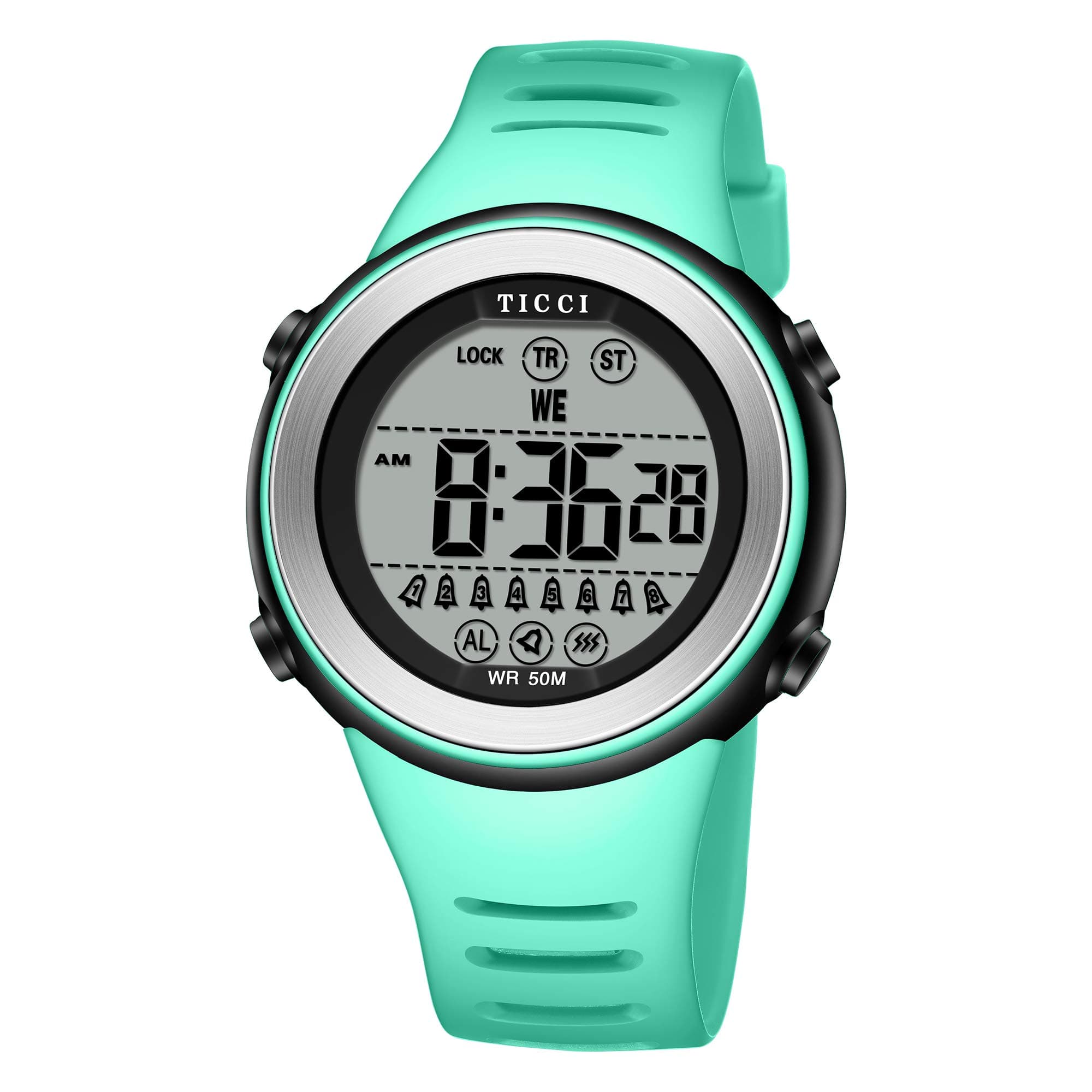 TICCI Men Women Unisex 8 Vibrating Alarms Watch Medication Aids Vibra Pill Alert Reminder Big Digits Waterproof