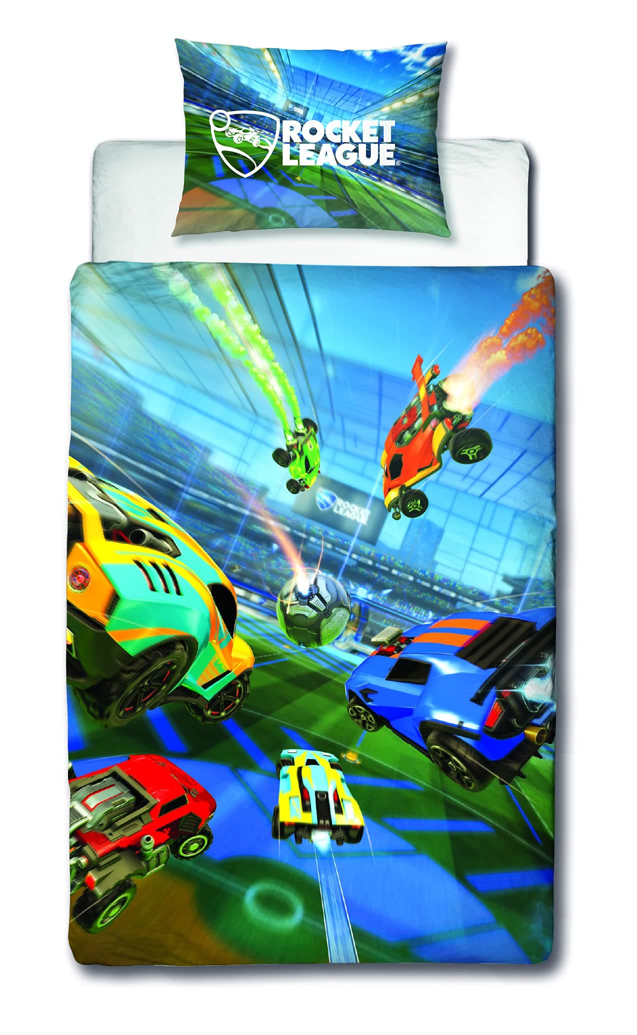 Rocket League Official Single Duvet Cover | Blue Reversible 2 Sided Bedding Duvet Cover, Ready Design, Polycotton, Multicolor