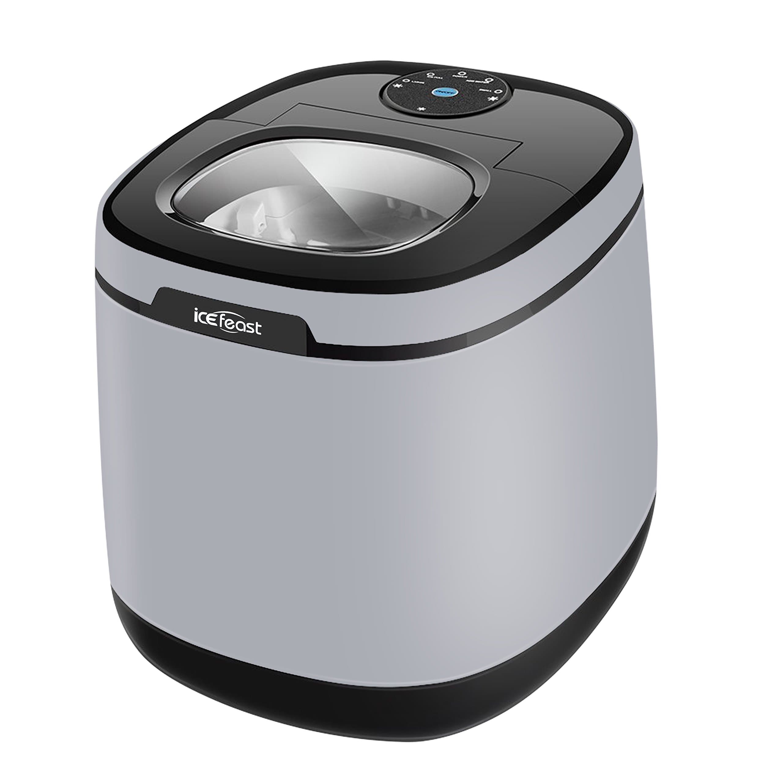 Ice Maker icefeast counter top ice Machine with High Efficiency Low Noise Low Energy 2 Cube Sizes 54 pounds Ice Per Day No Plumbing New Portable Easy to clean US Standard Plug110V/60Hz(Grey)