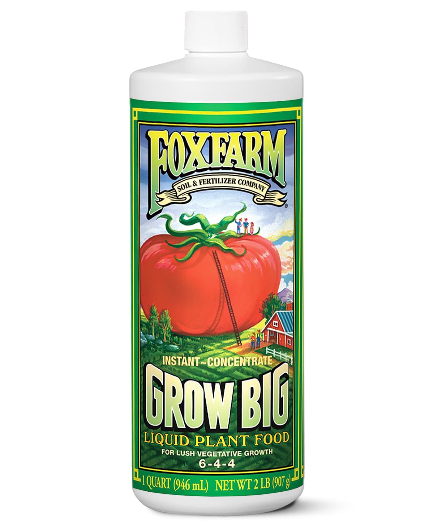 FoxFarm Grow Big Liquid Plant Food - 6-4-4 House Plant Fertilizer for Lush Vegetative Growth, Fast Nutrient Uptake for Roses, Tomatoes & Veggies - Quart Size Concentrate