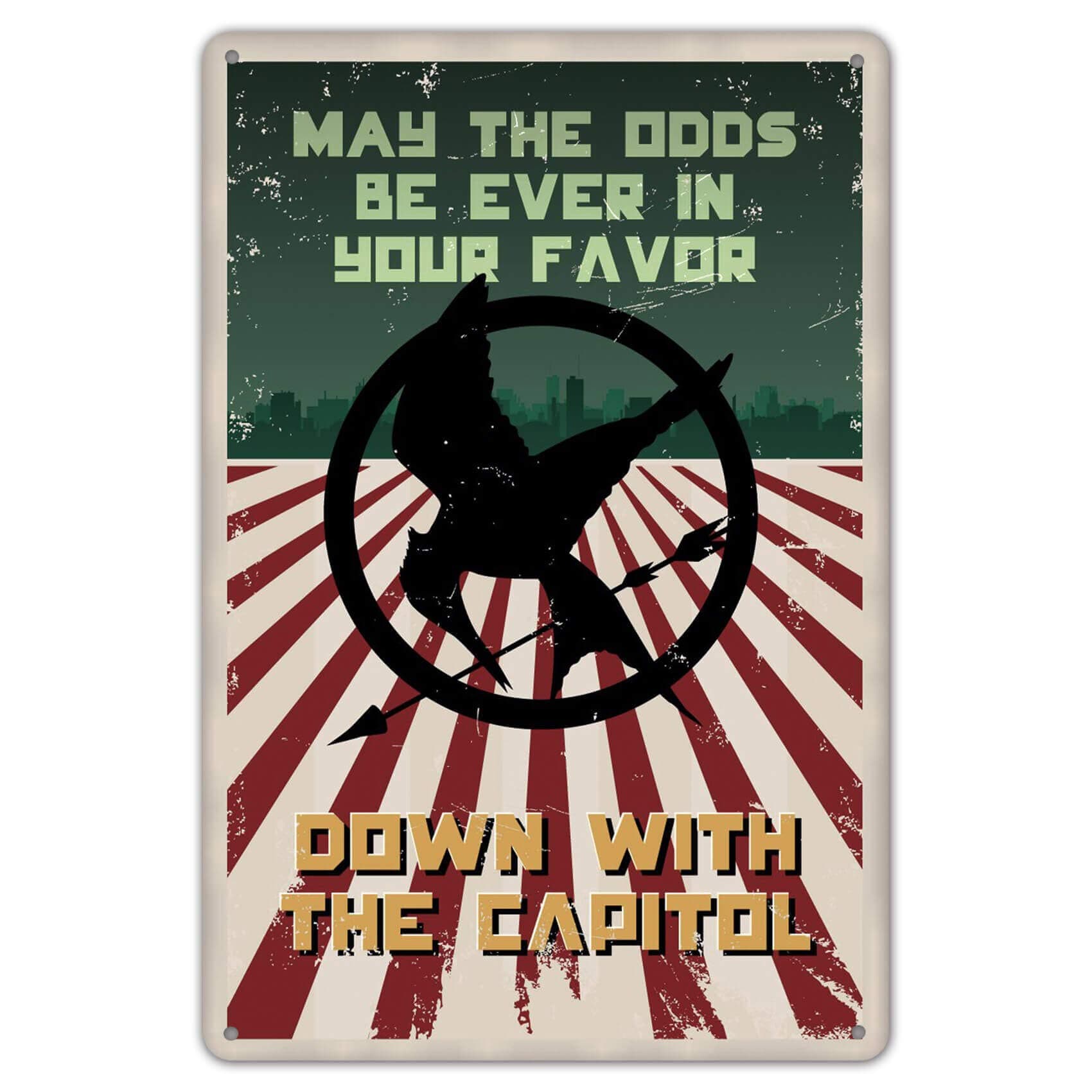 HomDeo Wall Decor Metal 8 x 12inch - Hunger Games May The Odds Be Ever in Your Favor Sign Tin Sign Personalized Metal Signs