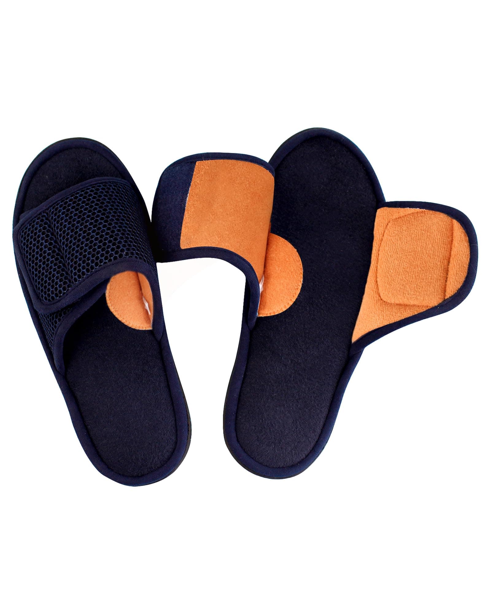 WALKFUN Adjustable House Slippers for Men Open Toe Breathable Indoor Slip on Mens Slides Sandals with Memory Foam for Bedroom,Patio