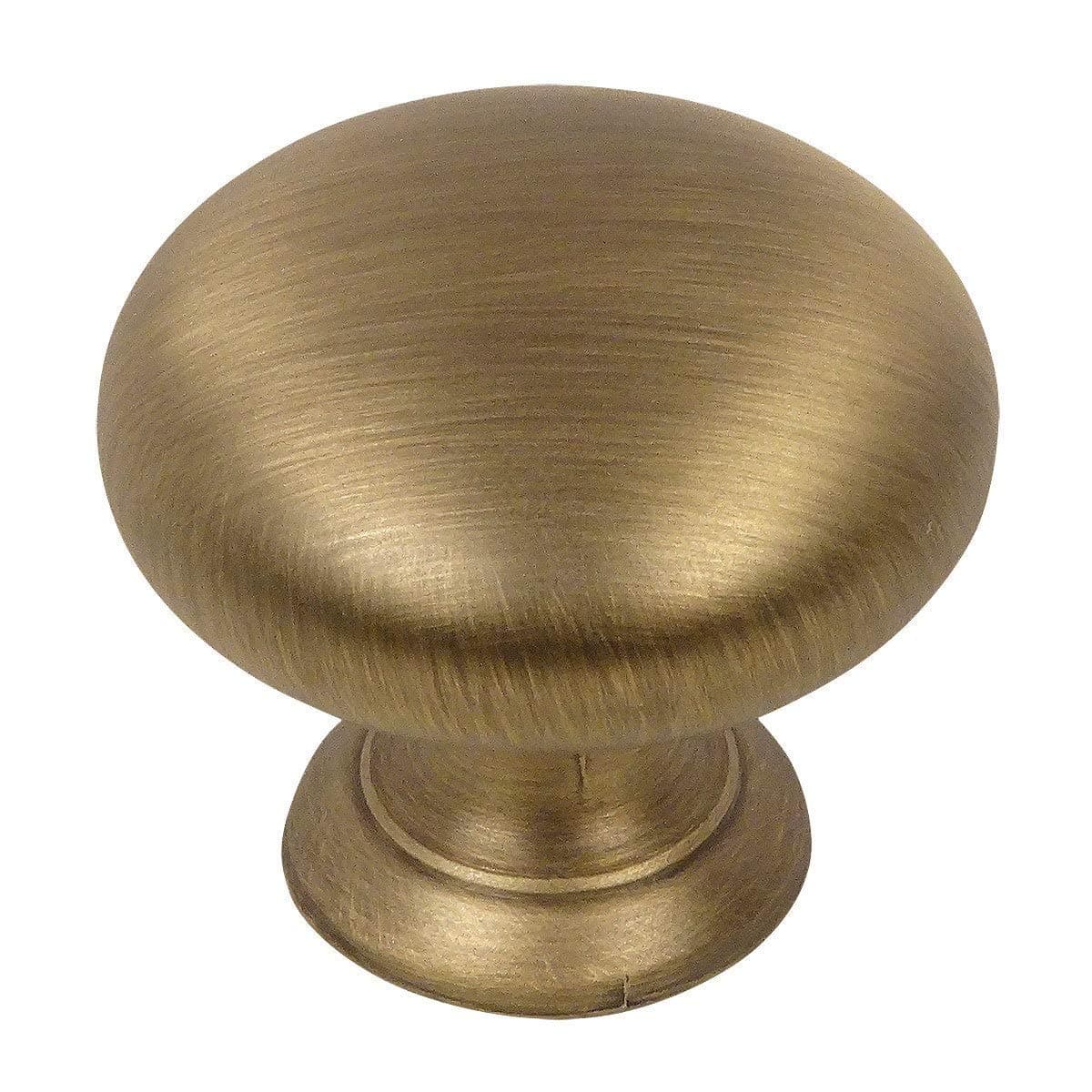 10 Pack 4950BAB Brushed Antique Brass Cabinet Hardware Round Mushroom Knob - 1-1/4" Diameter