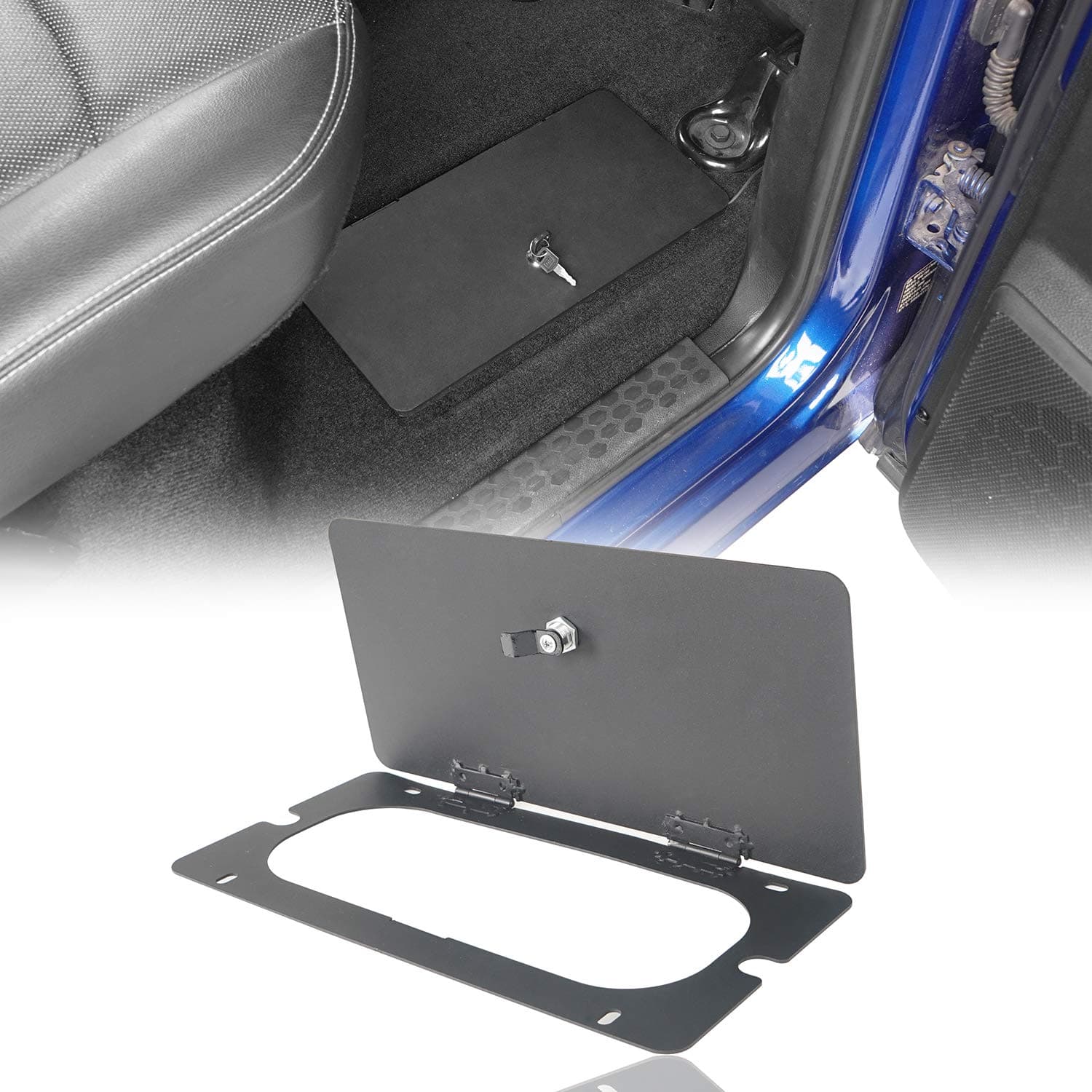 Hooke Road RAM Rear Seat Floor Storage Organizer Tray Lock Vault Box for 09-18 Dodge RAM 1500 Pickup Truck