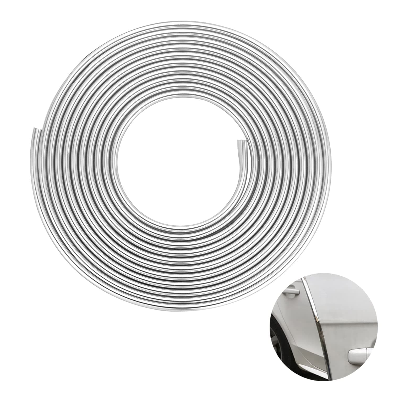 Car Door Edge Guards Chrome Silver Universal U Shape Moulding Trim Strip Automotive Guard Door Protector Edge Guard Decorative for Sedans, Trucks, SUV, ATV