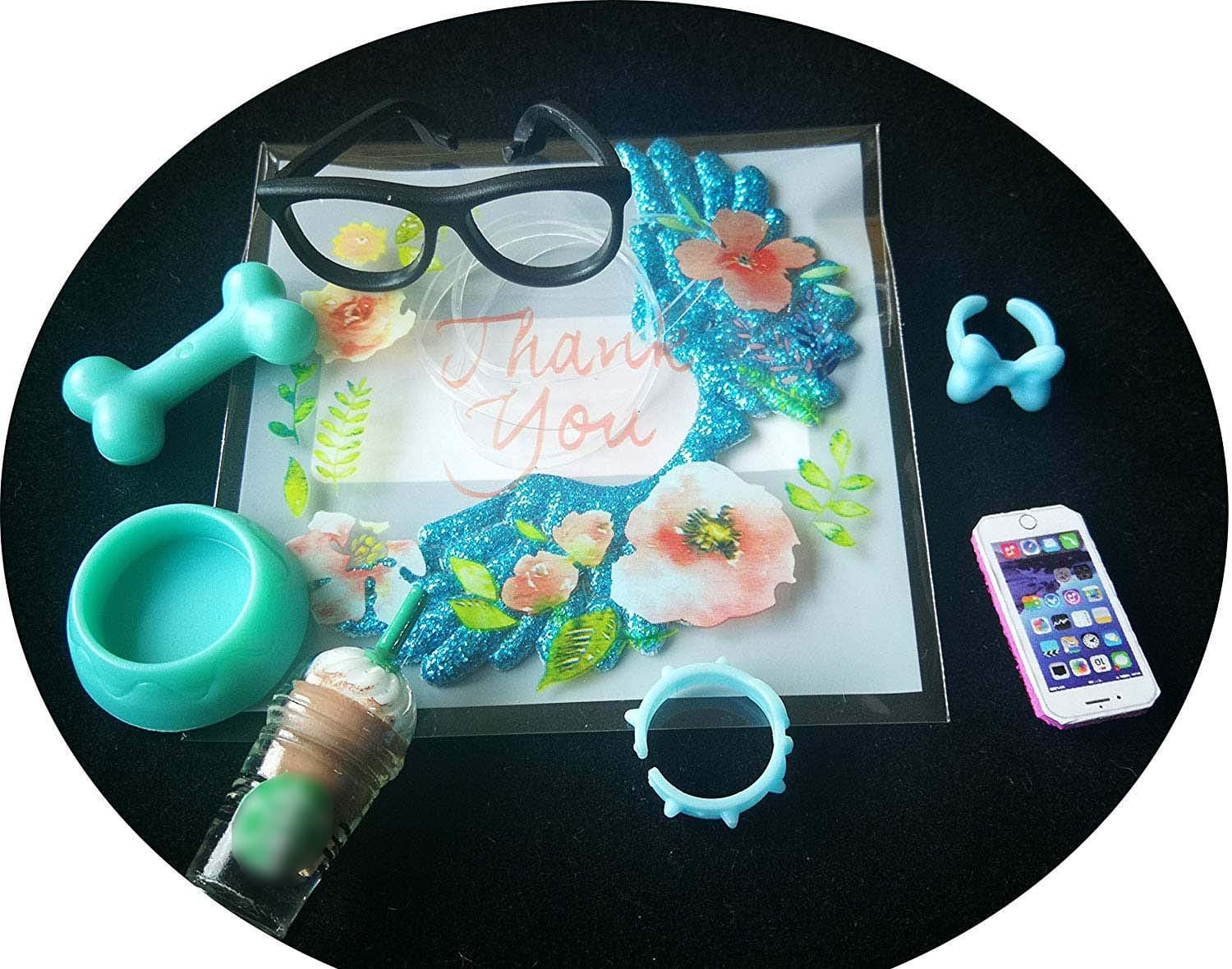 jwrac LPS Accessories Lot Wings Glasses Collar Necktie Coffee Drink Food Bowl Bone Phone for LPS Cat and Dog LPS Shorthair Cat Collie Great Dane Cocker Spaniel Dachshund