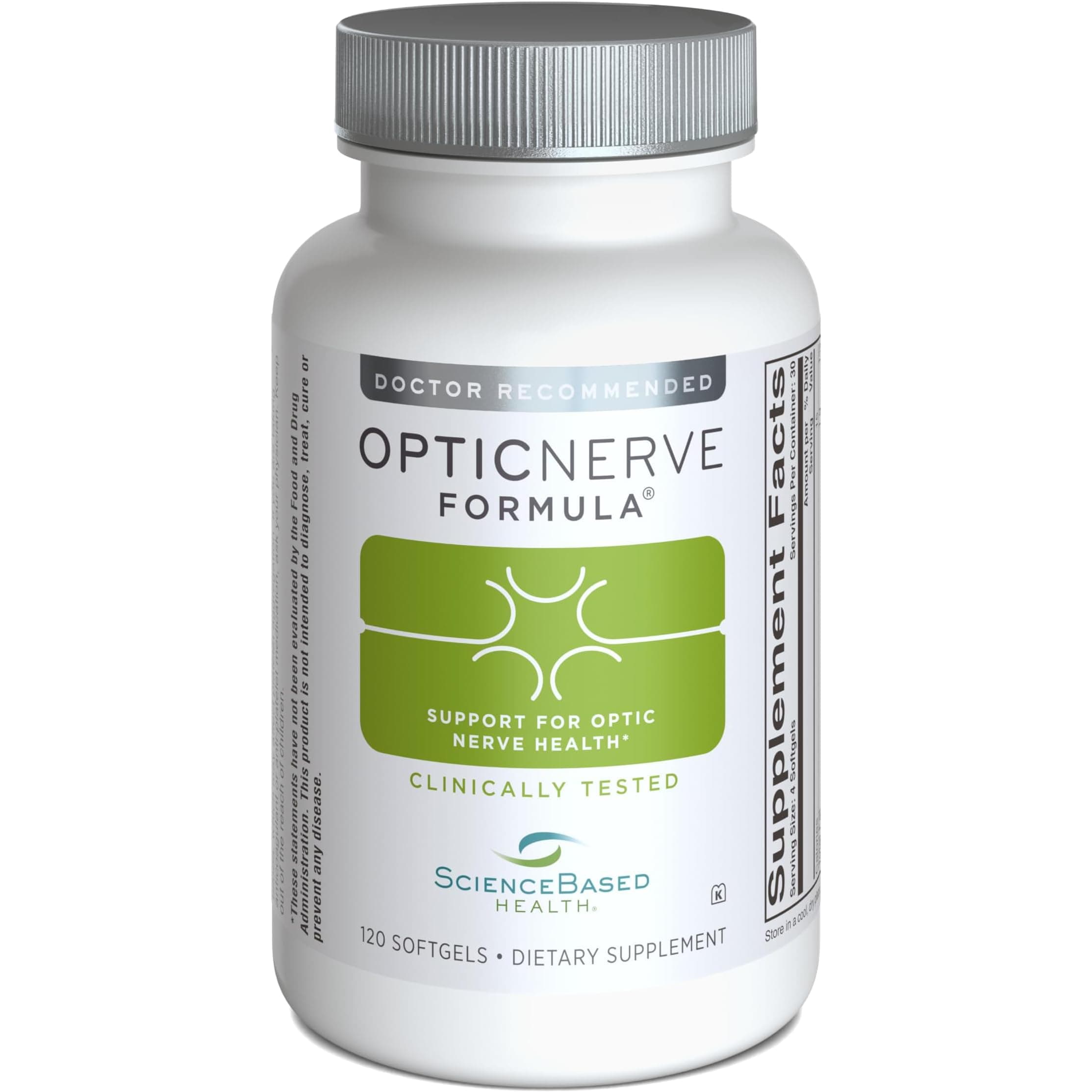 ScienceBased Health Optic Nerve Formula – Clinically Tested Eye Supplement Supports Nerve Function & Ocular Circulation – Omega-3s, CoQ10, Alpha Lipoic Acid, B Vitamins – 30-Day Supply
