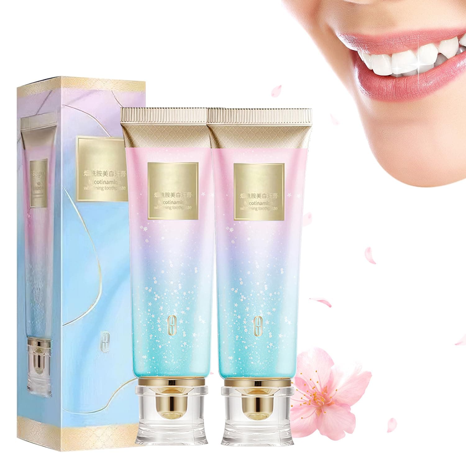 2 Pieces Niacinamide Whitening Toothpaste, Dazzle Nicotinamide White Toothpaste, Niacinamide Whitening Toothpaste for Fresh Breath, Remove Manc