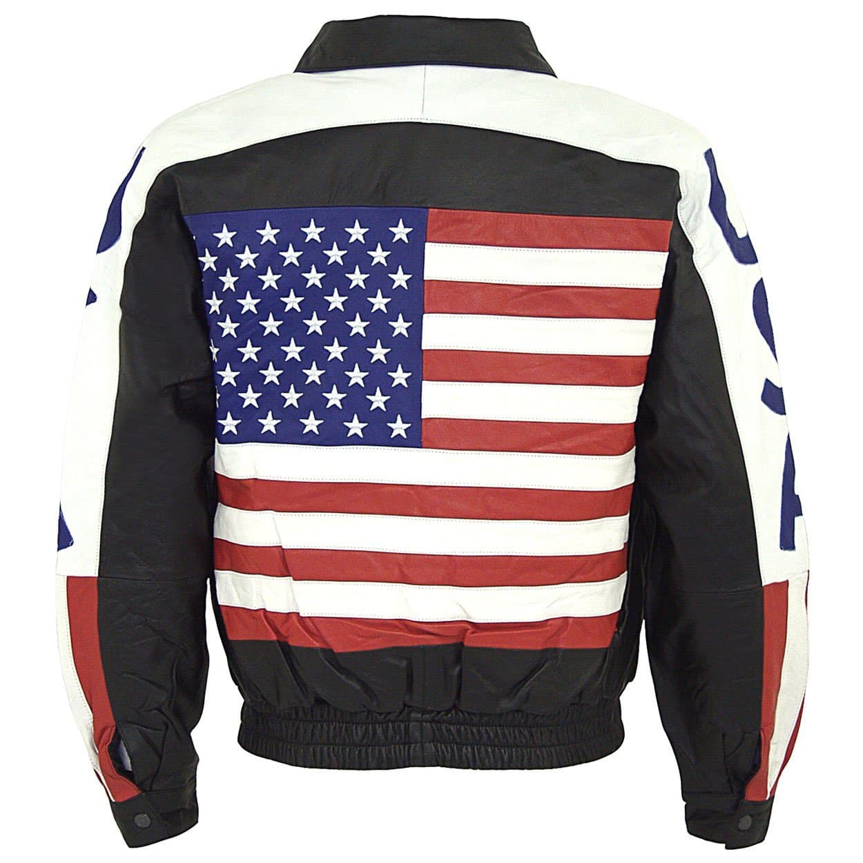 Men's Leather Bomber Jacket USA-American Flag