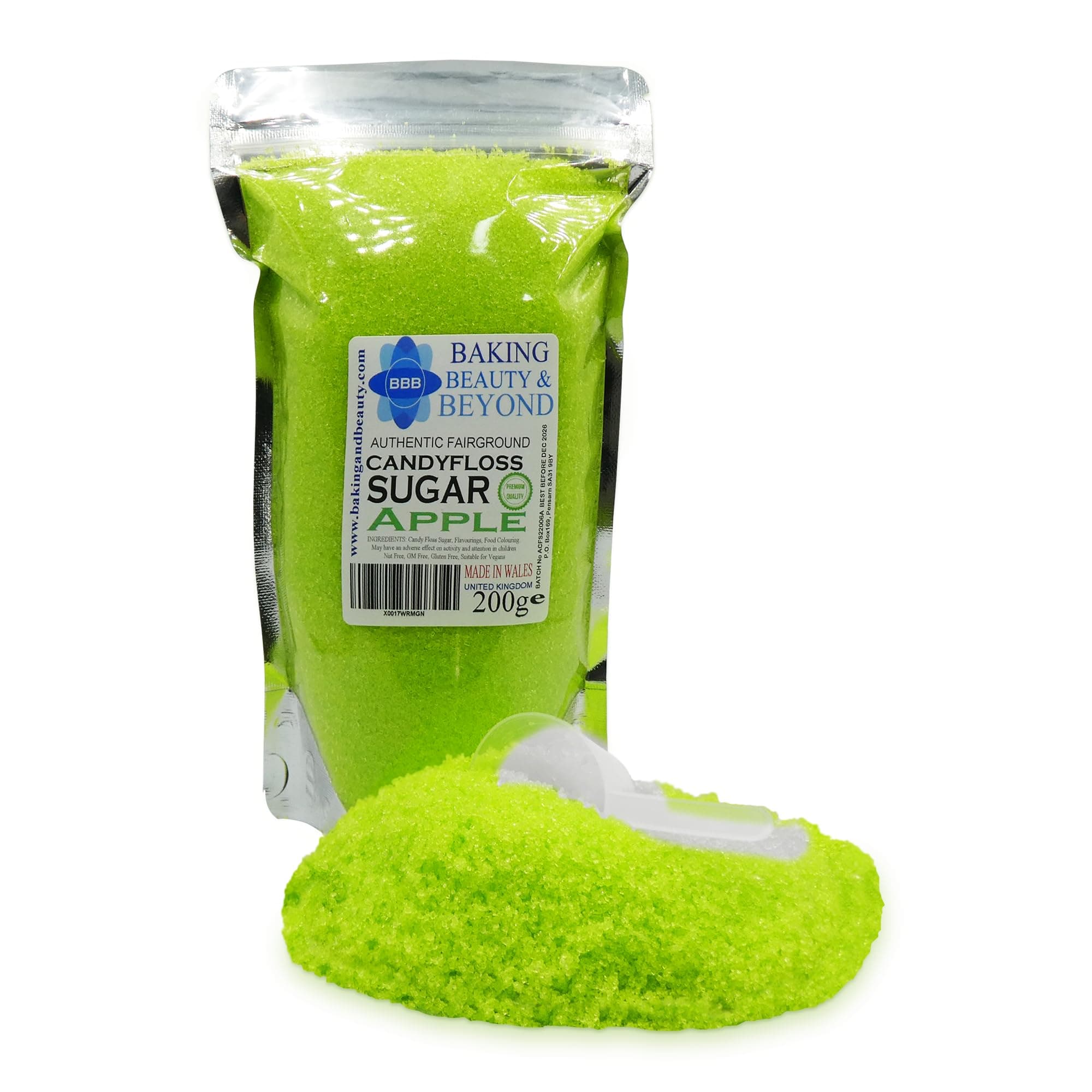 Baking Beauty and Beyond Premium Candy Floss Sugar 200g - Apple Flavour