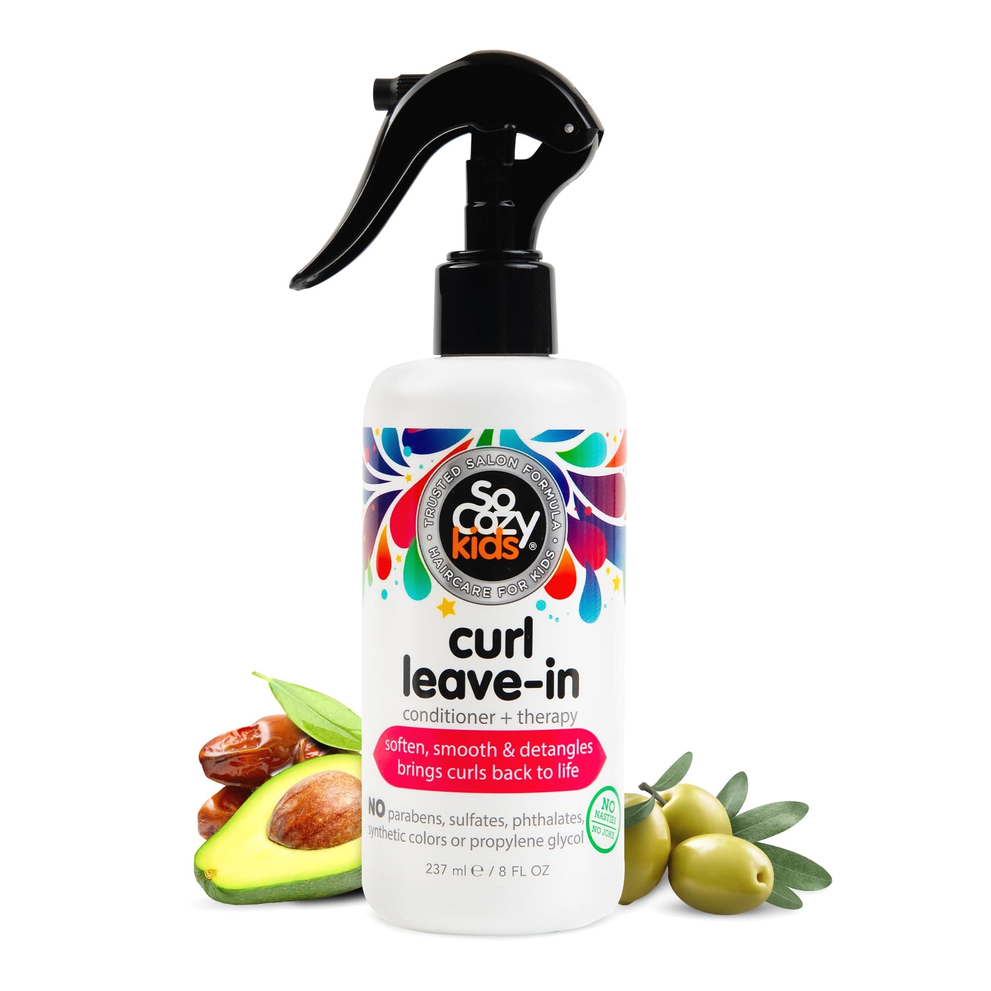 SoCozy Curl Leave-In Conditioner for Kid's Hair - Detangles & Restores Curls While Infusing Them With Moisture for Shiny, Soft Curls - 8 Fl Oz