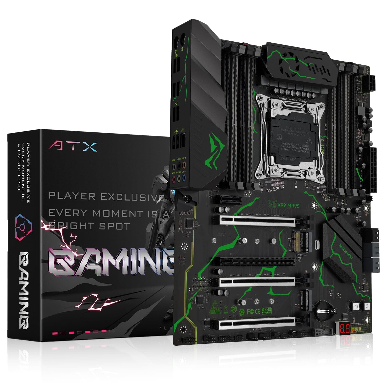 MACHINIST LGA 2011-3 Motherboard, Intel X99 (Intel 5th/6th Gen) Server Motherboard (ATX, PCIe 3.0, DDR4, NVME/SATA M.2, One-Key Boot/Restart, SATA 6Gb/s) for Xeon E5 V3/V4, Core i7 Series MR9S