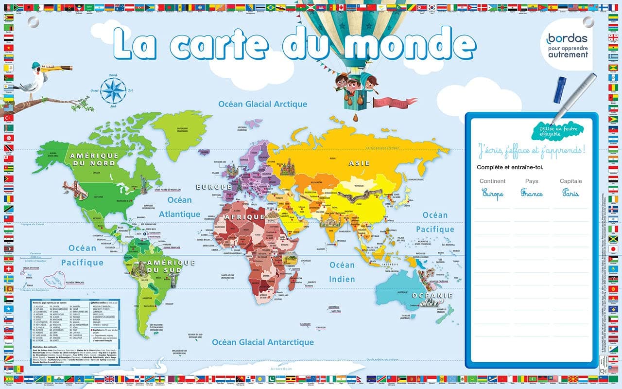 Bordas Les posters effaçables - La carte du monde