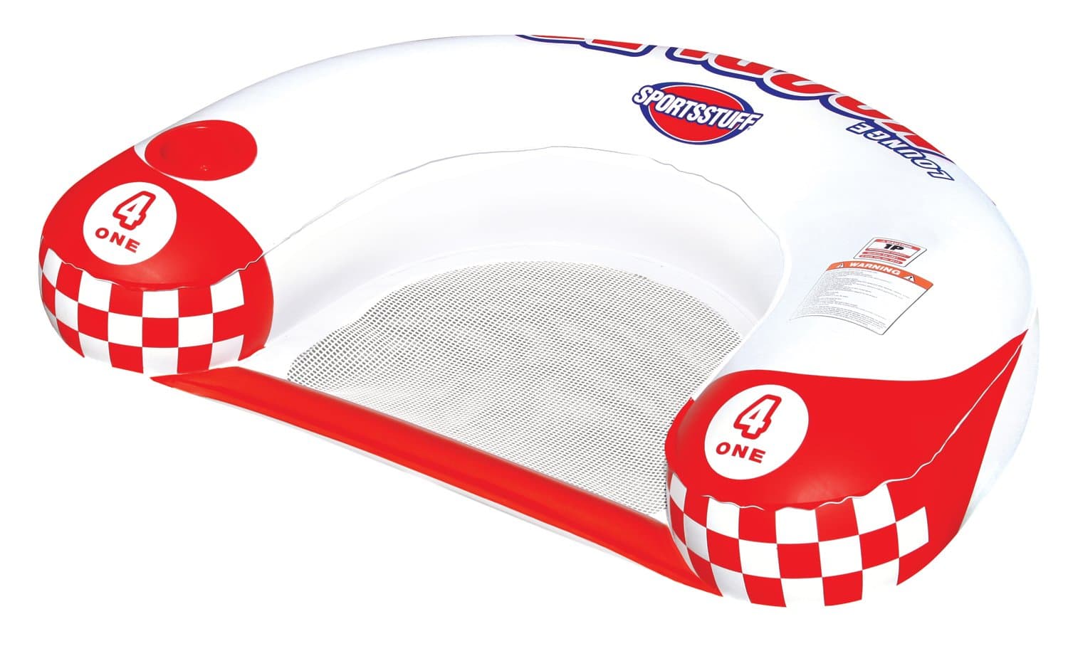 Sportsstuff Noodler 1 Inflatable Floating Lounge Chair with Cup Holder, Red and White