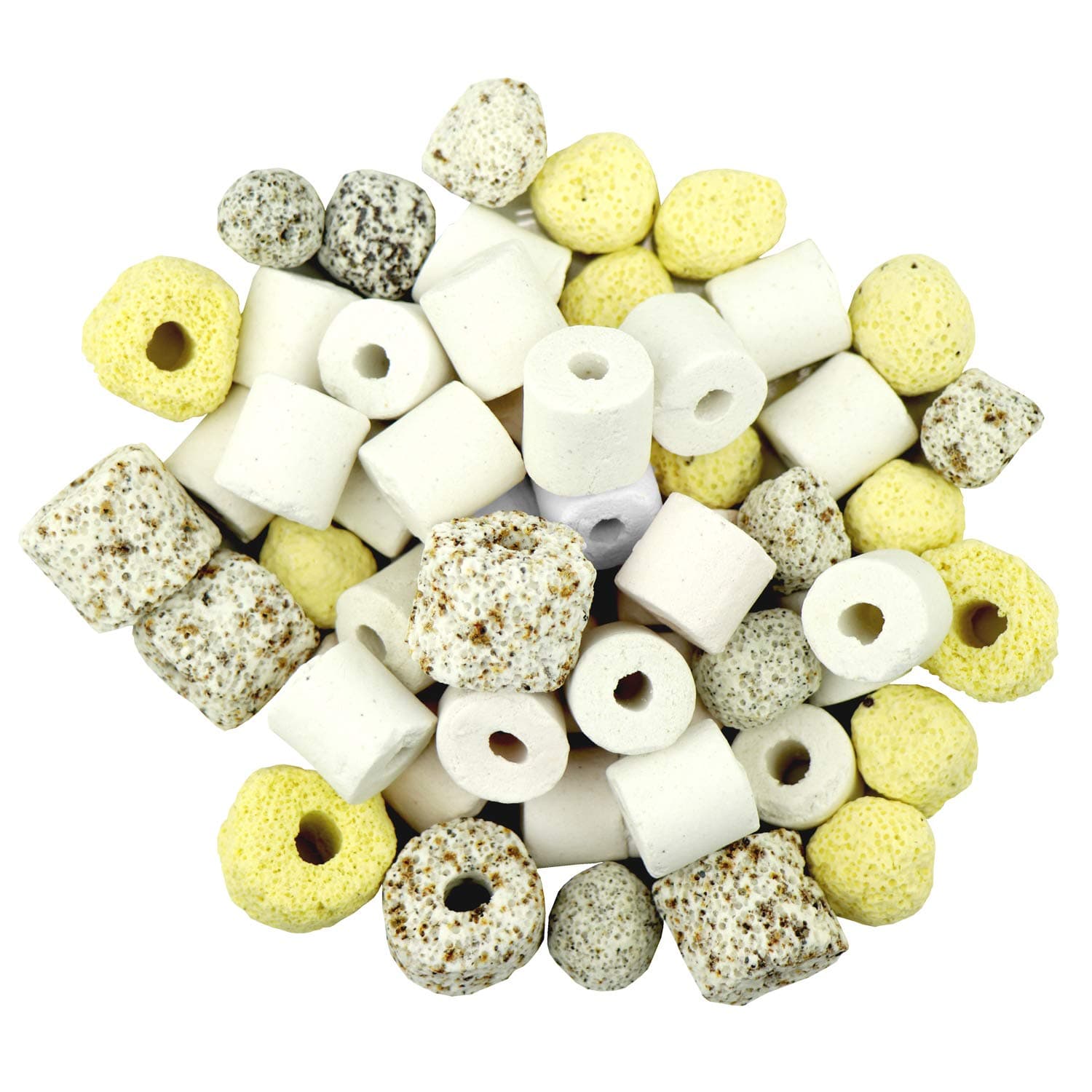 OUFISHNew Aquarium Bio Balls Fish Tank Pond Bio Filter Media Ceramic Filtration Rings with Mesh Bag