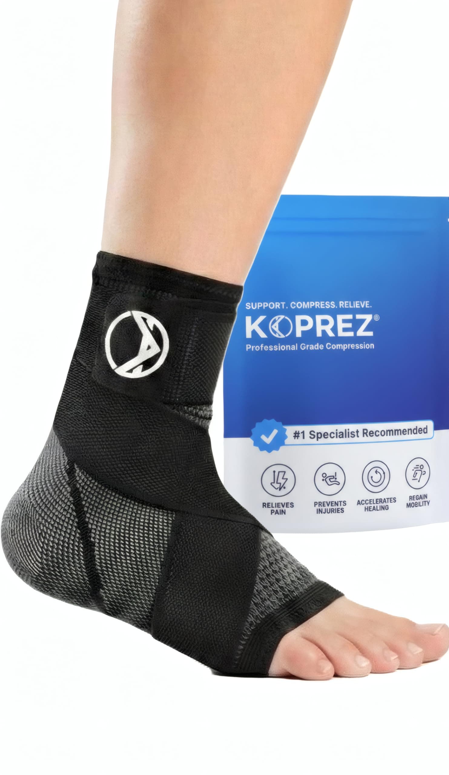 Koprez Plantar Fasciitis Sleeve - Plantar Fasciitis Relief, Plantar Fasciitis Socks, Ankle Compression Sleeve, Ankle Support for Women, Plantar Fasciitis Brace, Ankle Sleeve, Ankle Support Men
