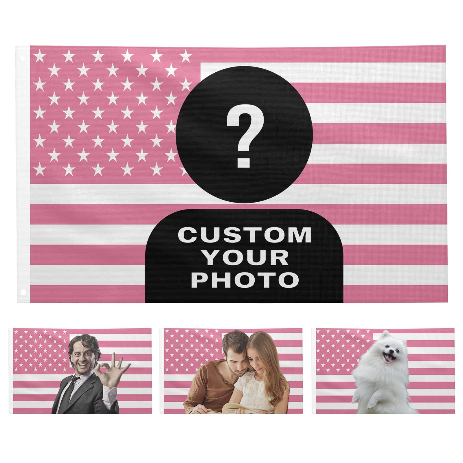 Custom Pink American Flag - Personalized 3x5 Ft Flag With Your Logo, Picture, Words or Text