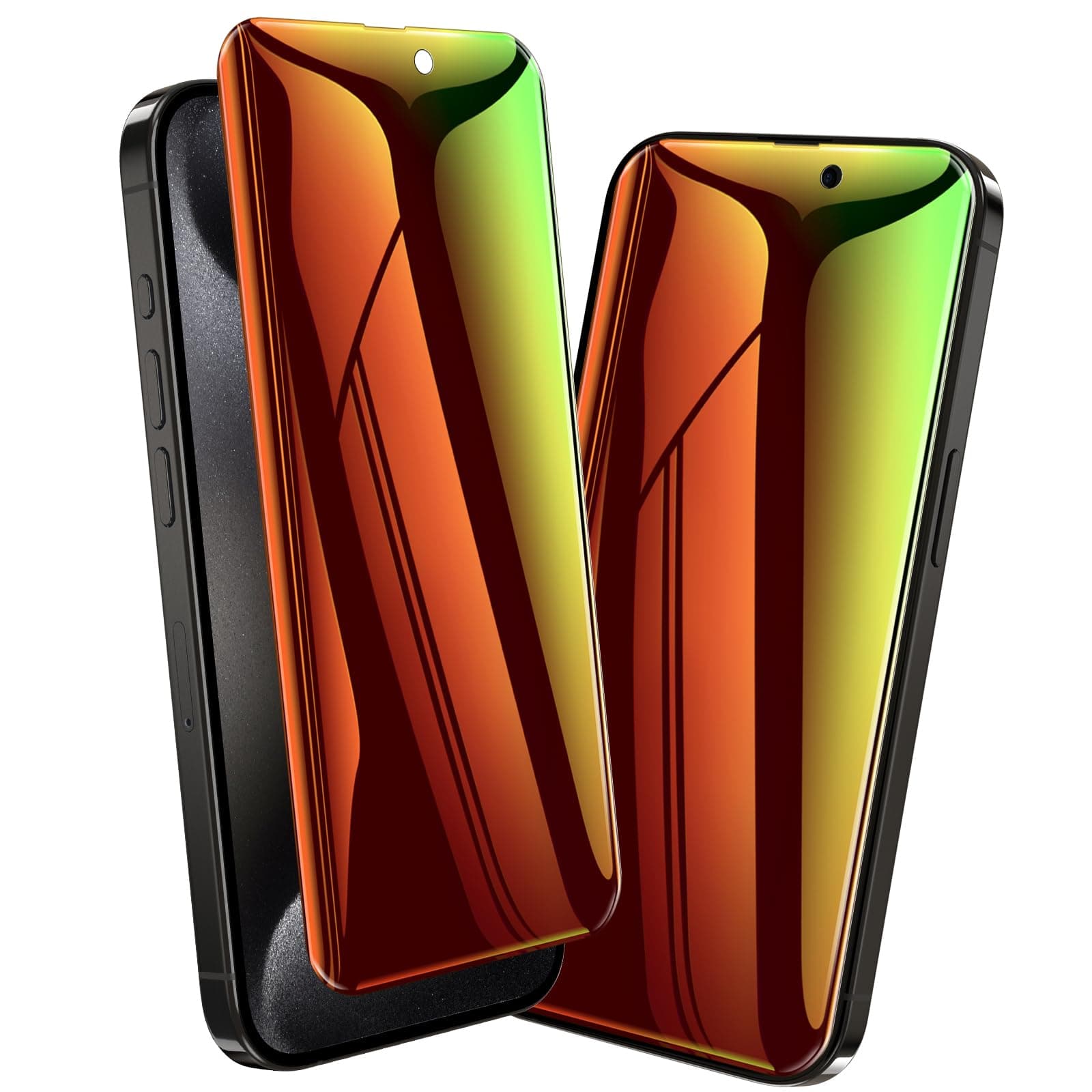 iPhone 15 Pro Max / 15 Plus Screen Protector, 2 Pack Colorful Gradient Anti Spy Anti Blue Light Eye Protection Full Adhesive Flexible Anti-Scratch 6.7 Inch