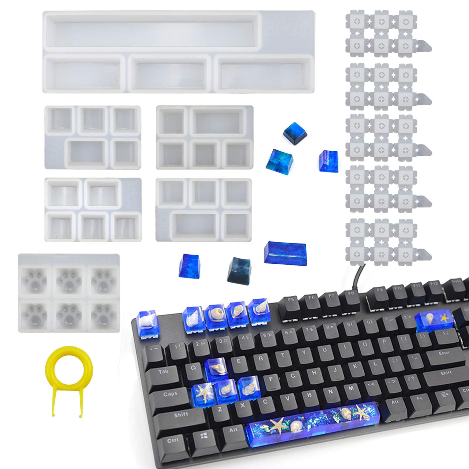 6 Sets Keycap Molds Handmade Keycap Silicone Molds Resin Epoxy Casting Molds for Mechanical Keyboards