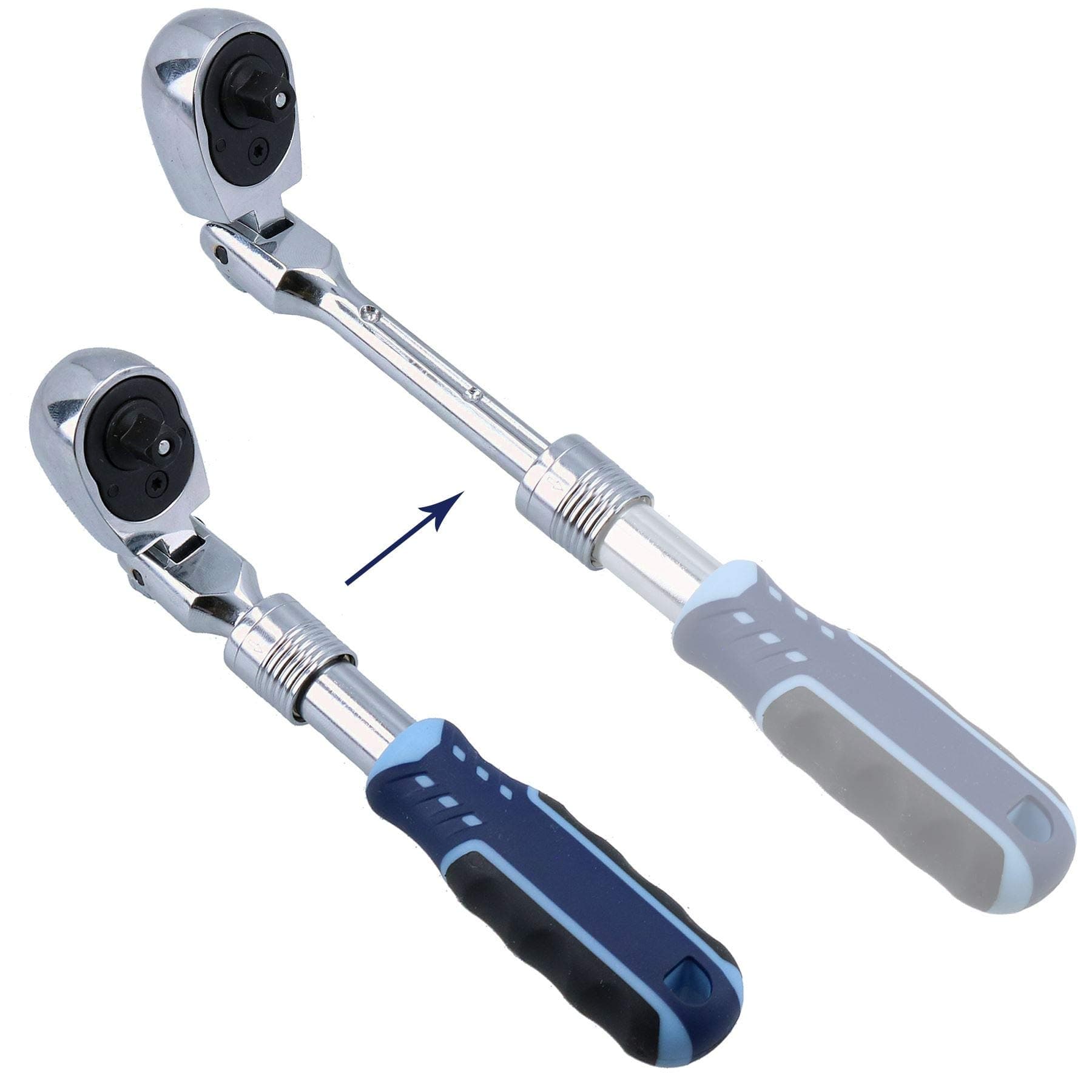 AB ToolsToolzone 1/4" Drive Extendable + Flexible Ratchet Socket Driver 72 Teeth Quick Release