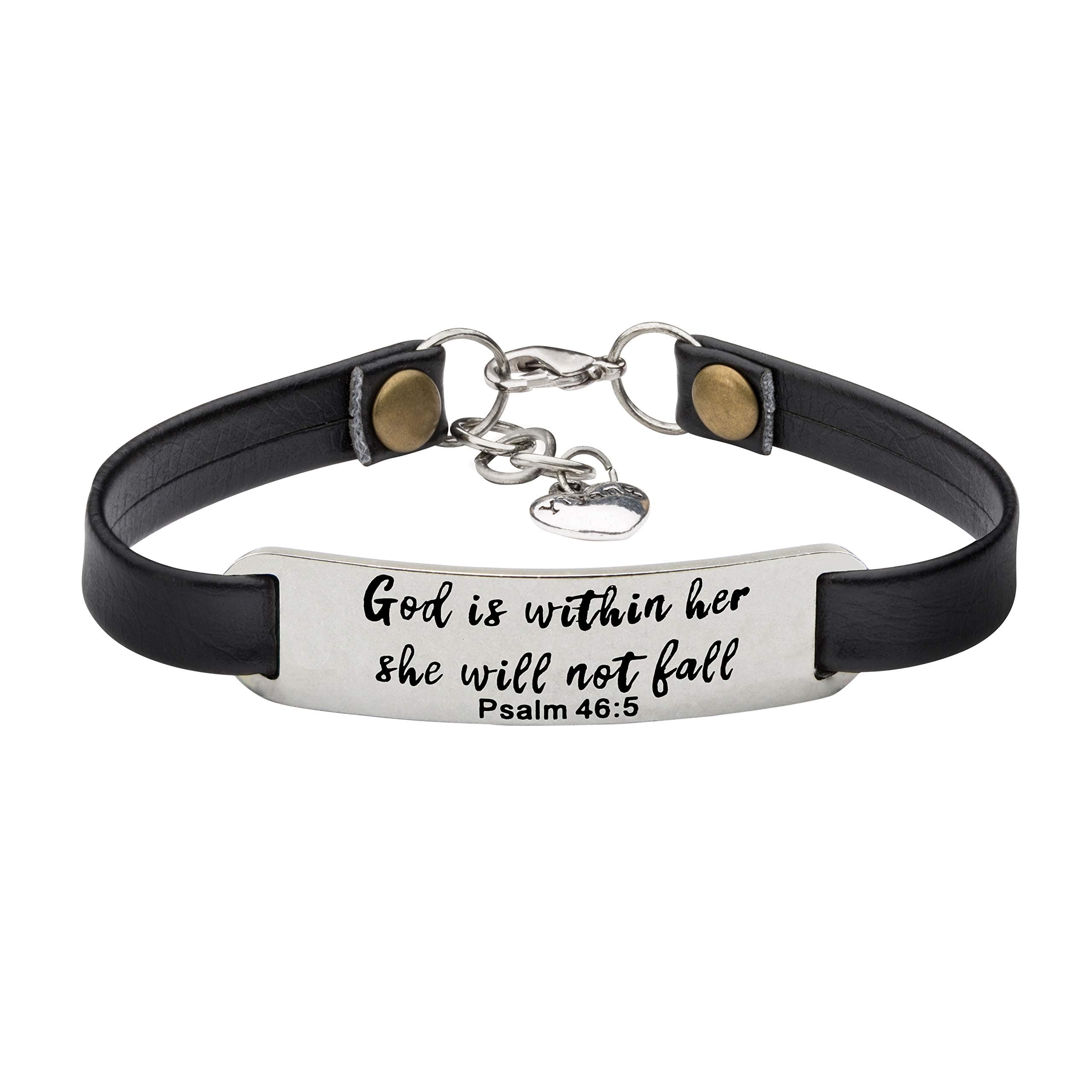 Leather Bracelet for Women Teens Christian Engraved Ornament Jewelry Gift Inspirational Vintage Stretch Religion Bible Verse Christmas Gifts