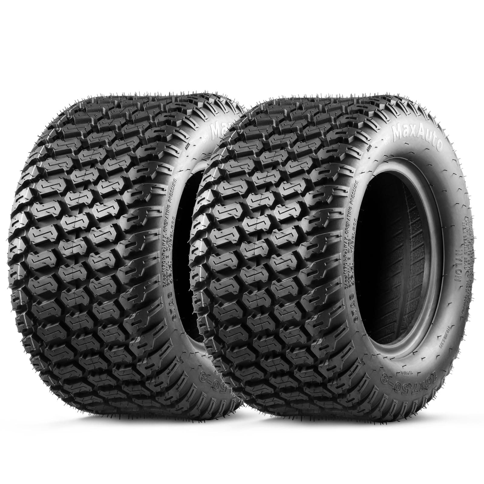MaxAuto 16x7.50-8 16x7.5x8 Turf Saver Lawn Mower Tire 4PLY, Set of 2