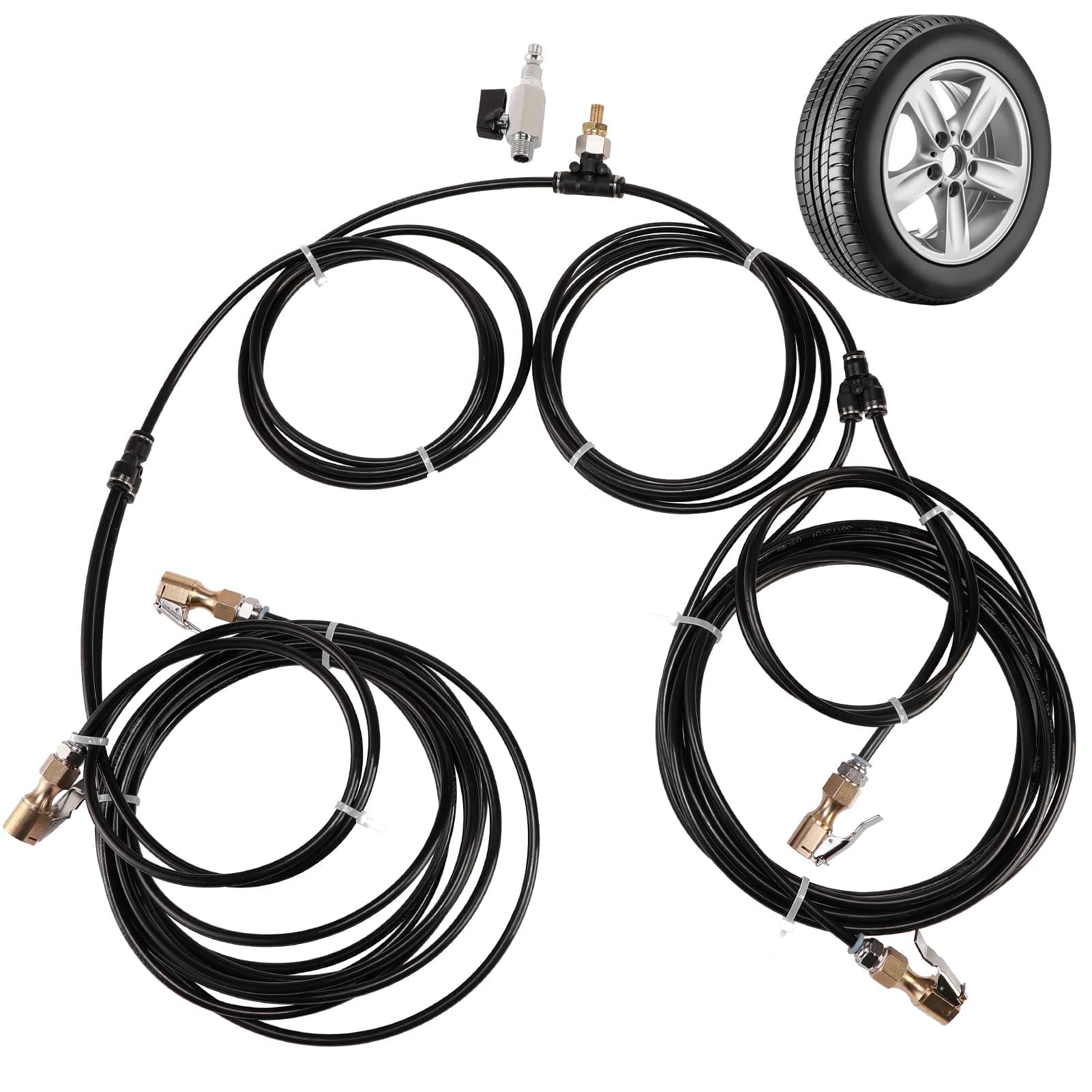 4 Way Tire Inflation System with Closed Flow Chuck for Car Trucks Off Road Vehicles-Compatible with HPA Tanks and Compressors