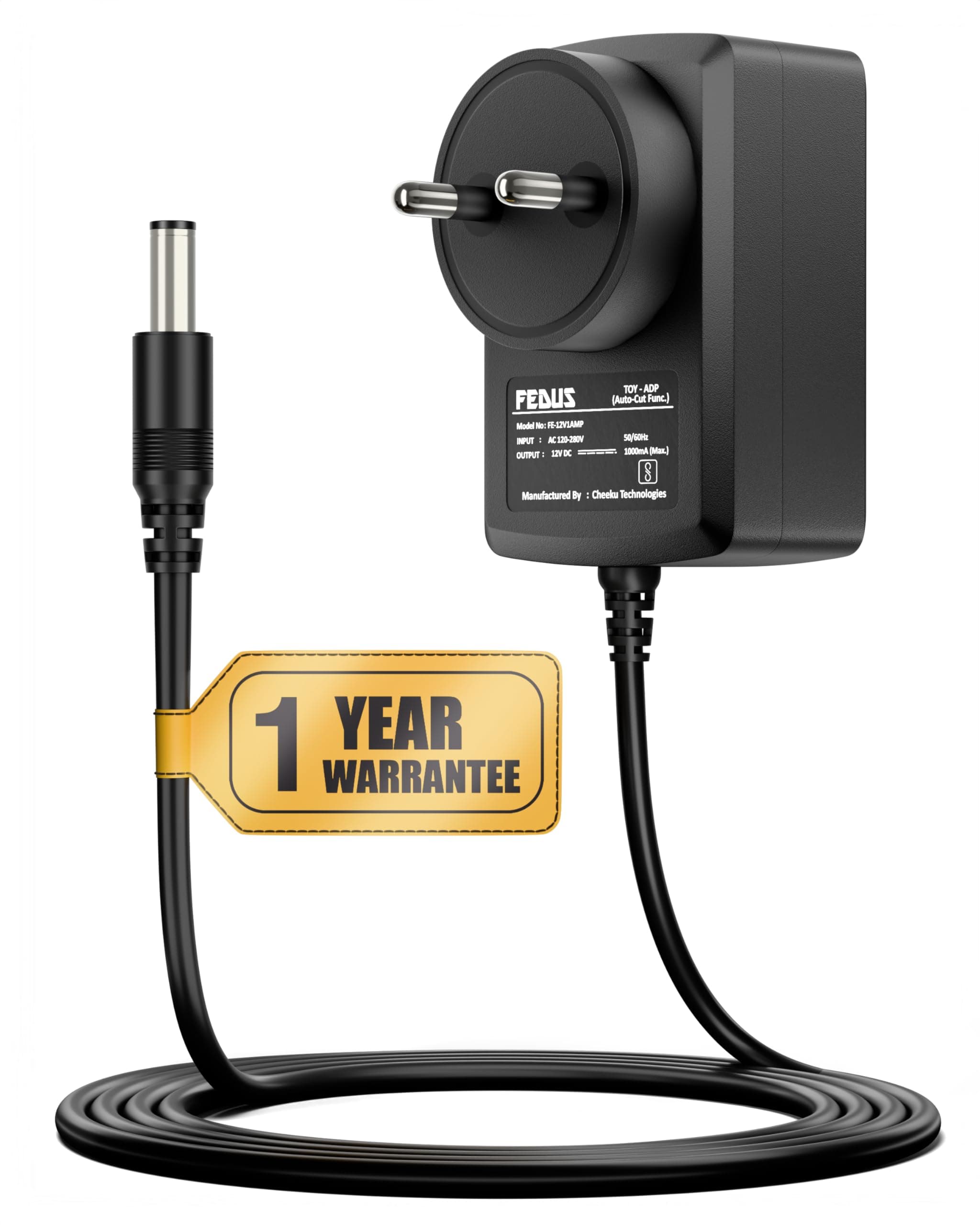 FEDUS 12v Charger for Kids Ride on Car Toys, 12 Volt Battery Charger with Charging Indicator & Auto-Cut Off Battery Power Adaptor for Kids Electric Car Children Mercedes, BMW, Audi, Motorcycle, Jeep