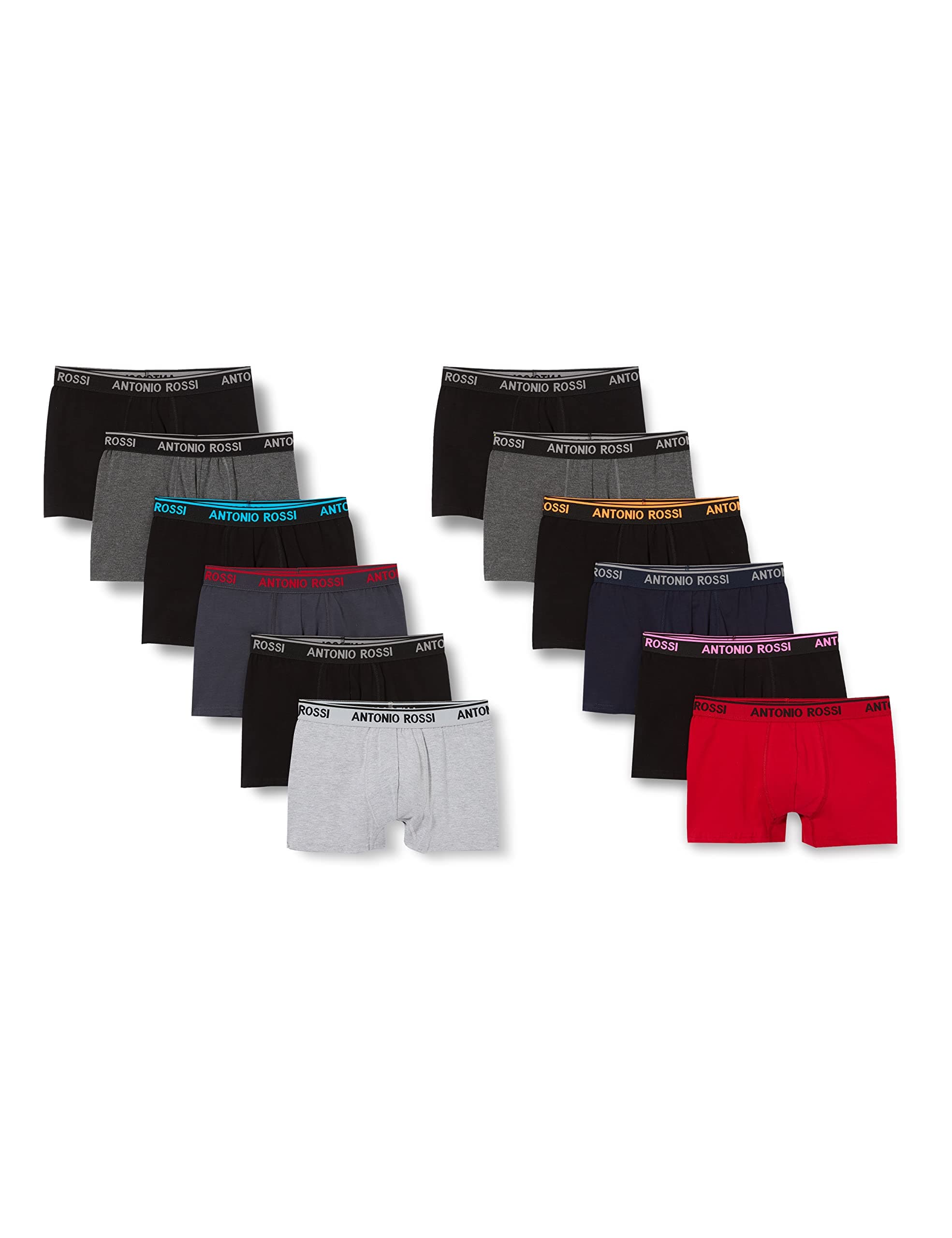 FM London Antonio Rossi Men's Fitted Boxer Hipsters (Pack of 12), Multicolor, Medium