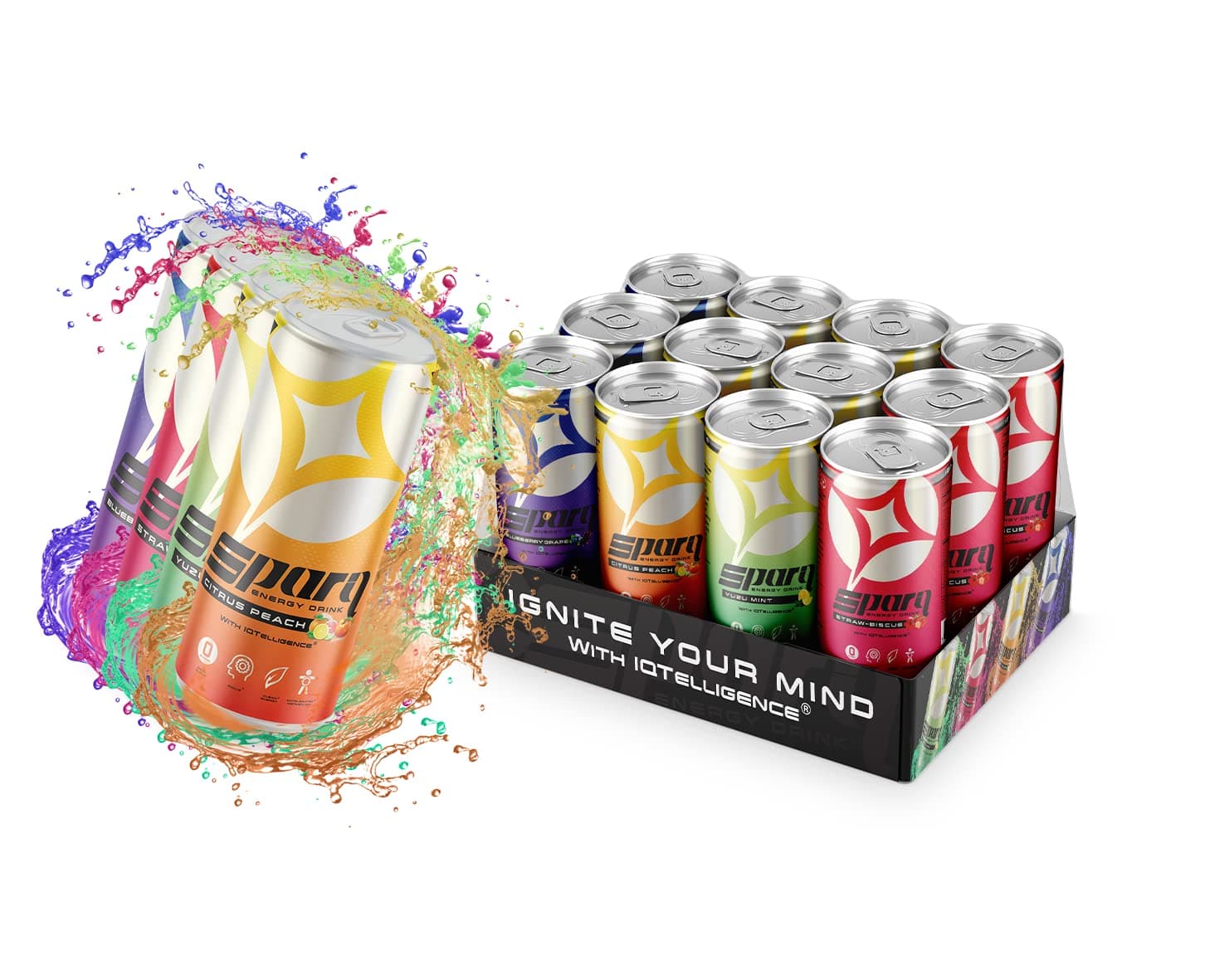 Sparq iQtelligence Energy Drink For The Mind (Variety Pack, 12 Fl Oz Pack of 12)