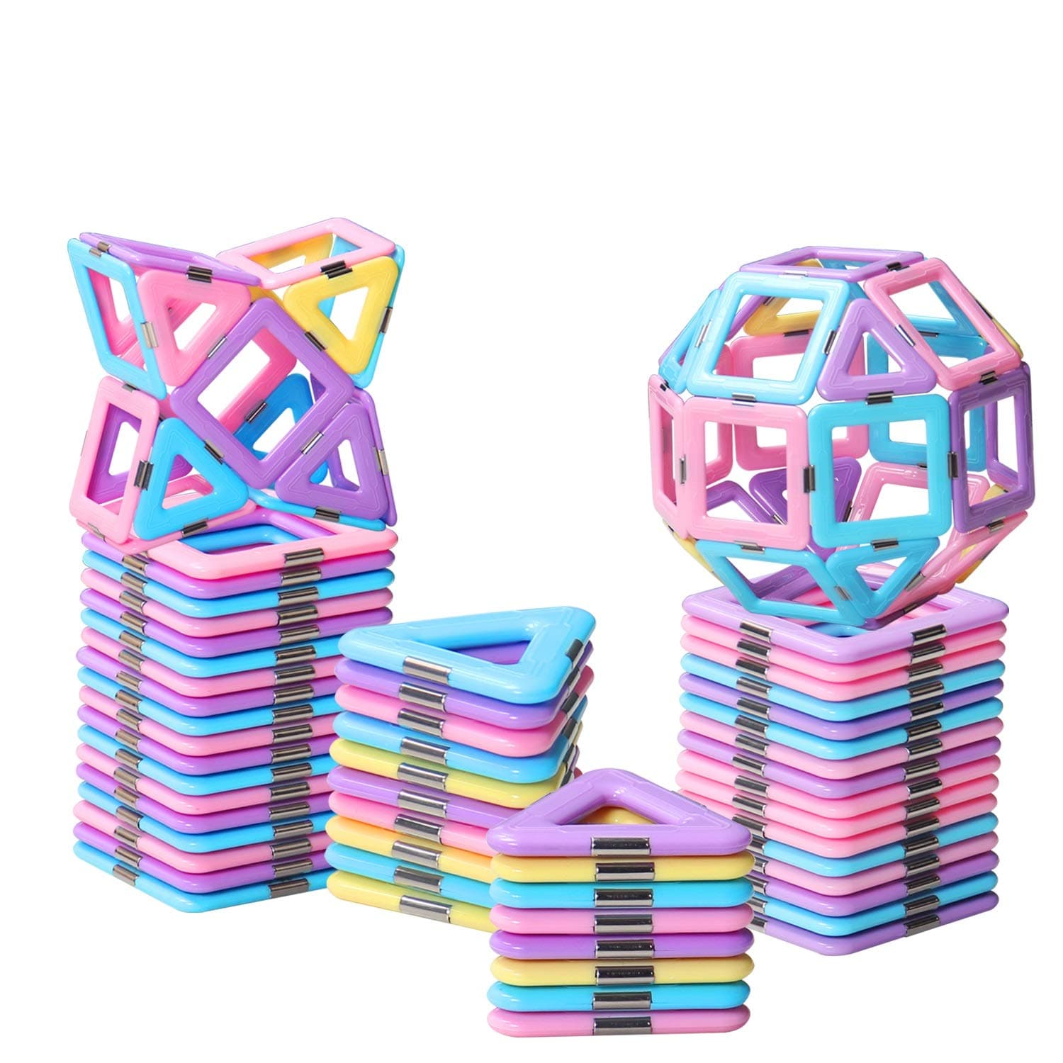 Magnetic Tiles Toys for 3 4 5 6 7 8+ Year Old Boys Girls Upgrade Macaron Castle Blocks Building Set for Toddlers STEM Creativity/Educational Toys for Kids Age 3-6 Christmas Birthday Gifts