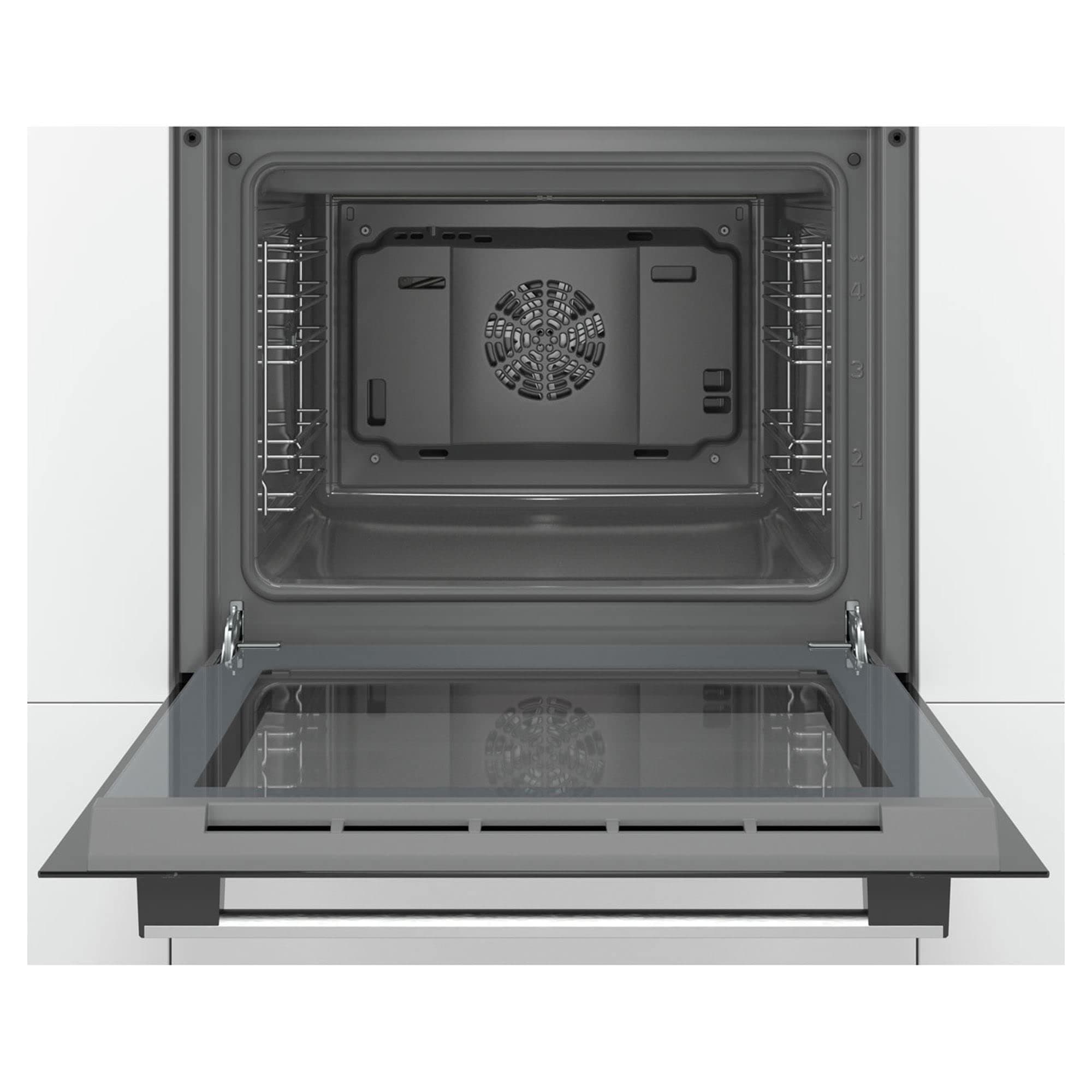 Serie 2 HHF113BR0B Stainless Steel Single Electric Oven with A Energy Efficiency, 66 Litre Capacity, Electronic Clock Timer And Enamel Interior