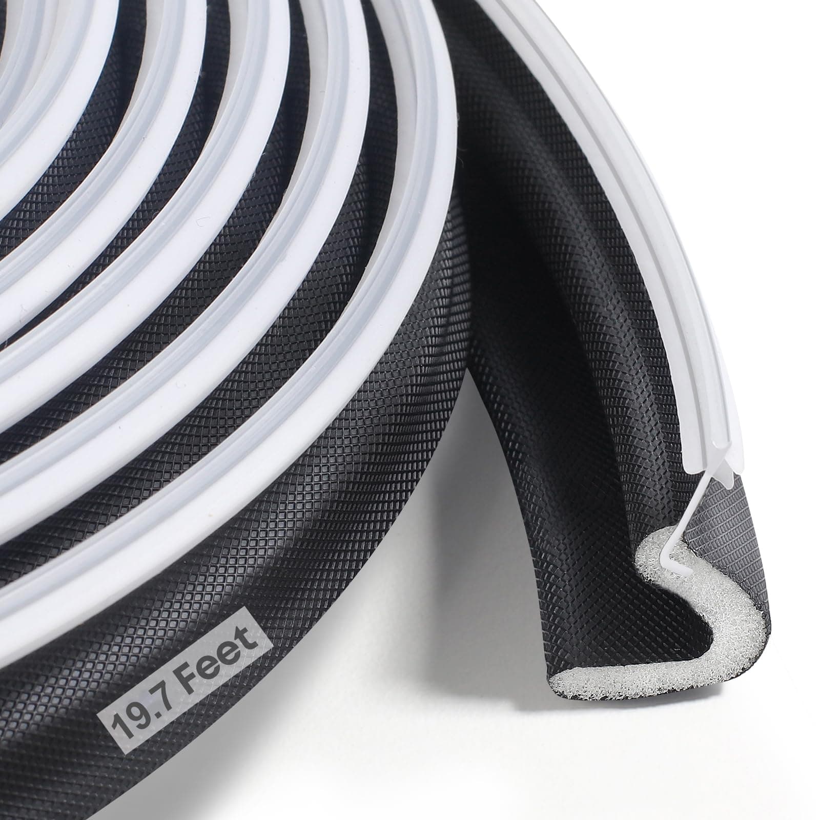 Litaibai 19.7 Feet Door Weather Stripping, Kerf Weather Stripping for Doors with Groove, Weather Stripping Door Seal for Large Gap and Easy Installation(19.7, Black)