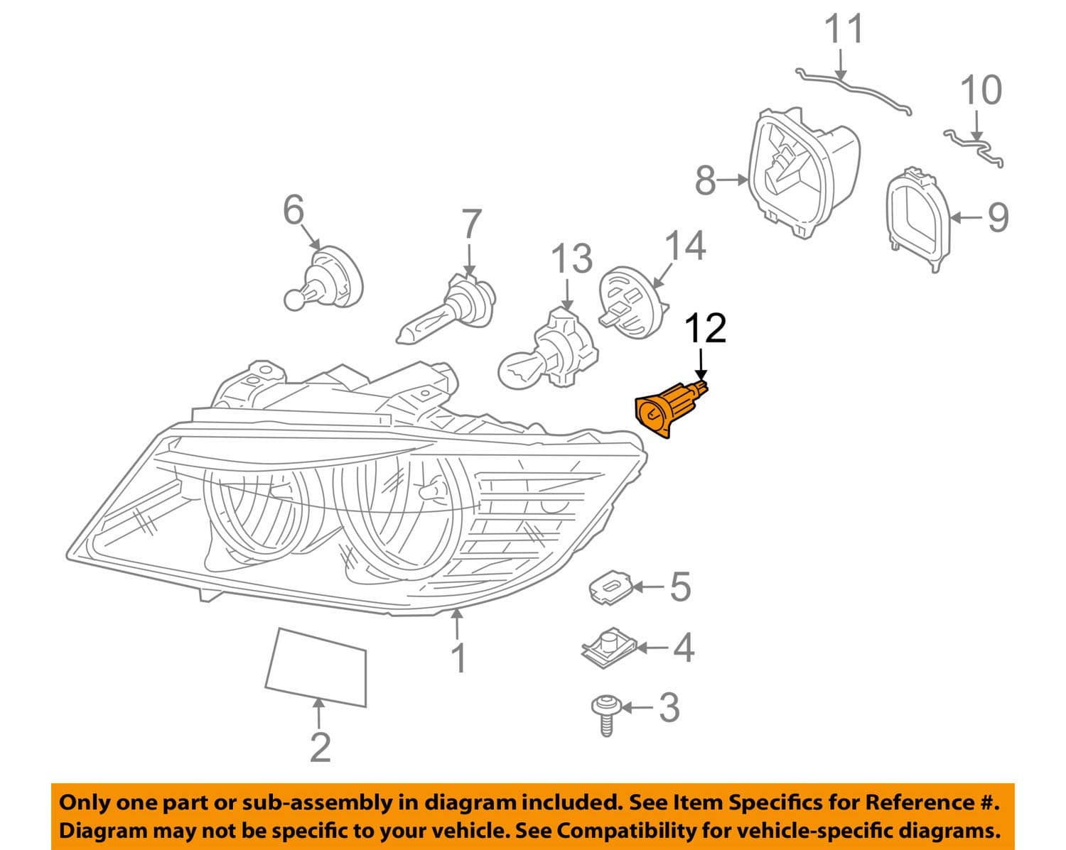 BMW63-11-7-161-444 Headlight Halo Ring Bulb with Socket (Angel Eye) , 1 Pack