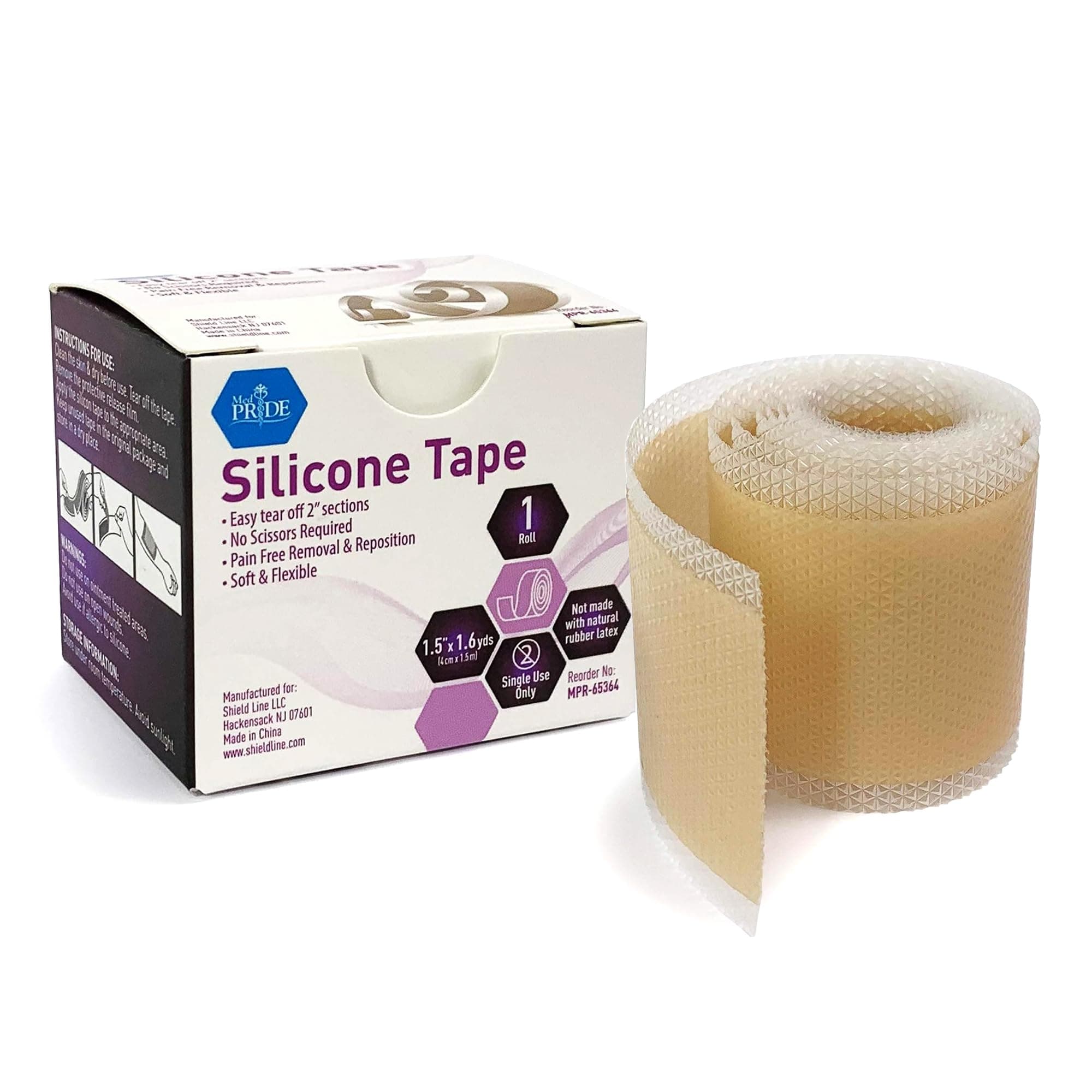 Medical-Grade Silicone Wound and Scar Tape Roll 1.5 in X 1.6 Yards, Pain-Free Removal, Easy-Tear, Waterproof, Latex-Free