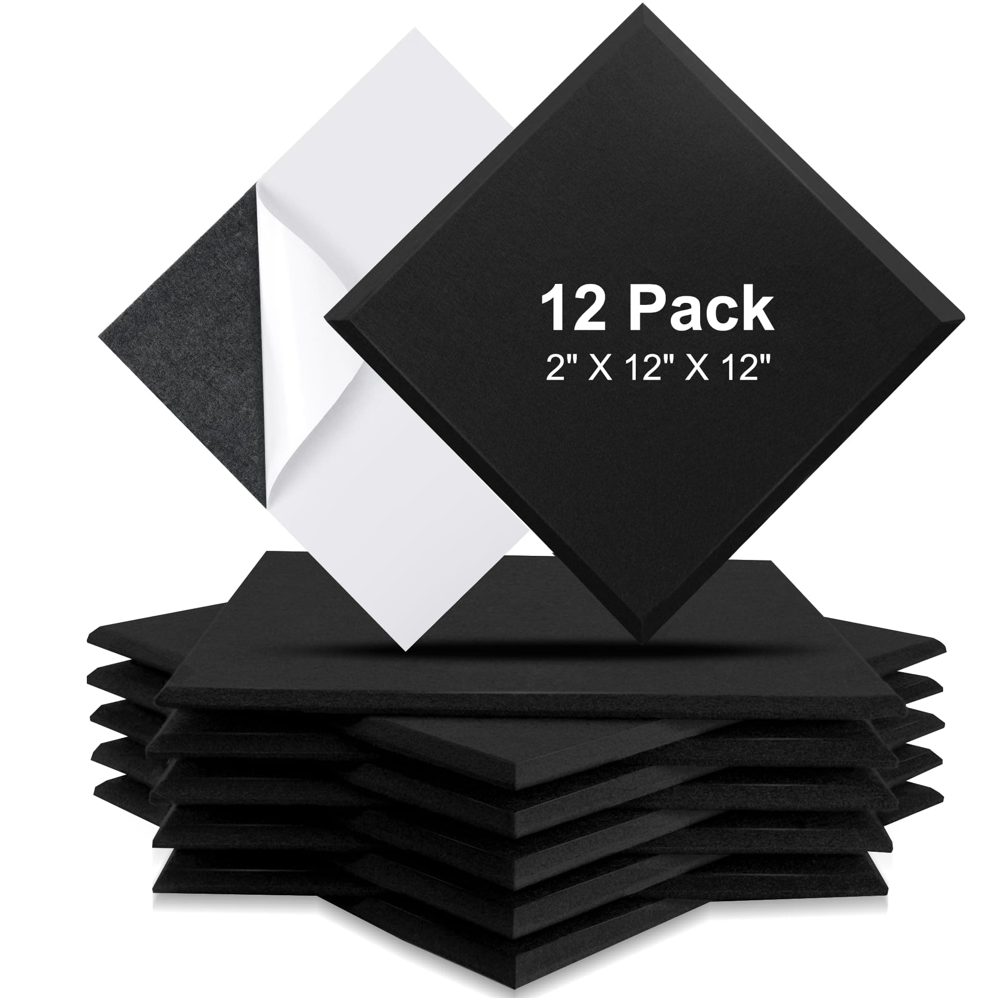 Fstop Labs 0.4" X 12" X 12" Acoustic Foam Panels, Sound Absorbing Panel, Beveled Edge Tiles Soundproof Foam Insulation, Soundproof Wall Panels