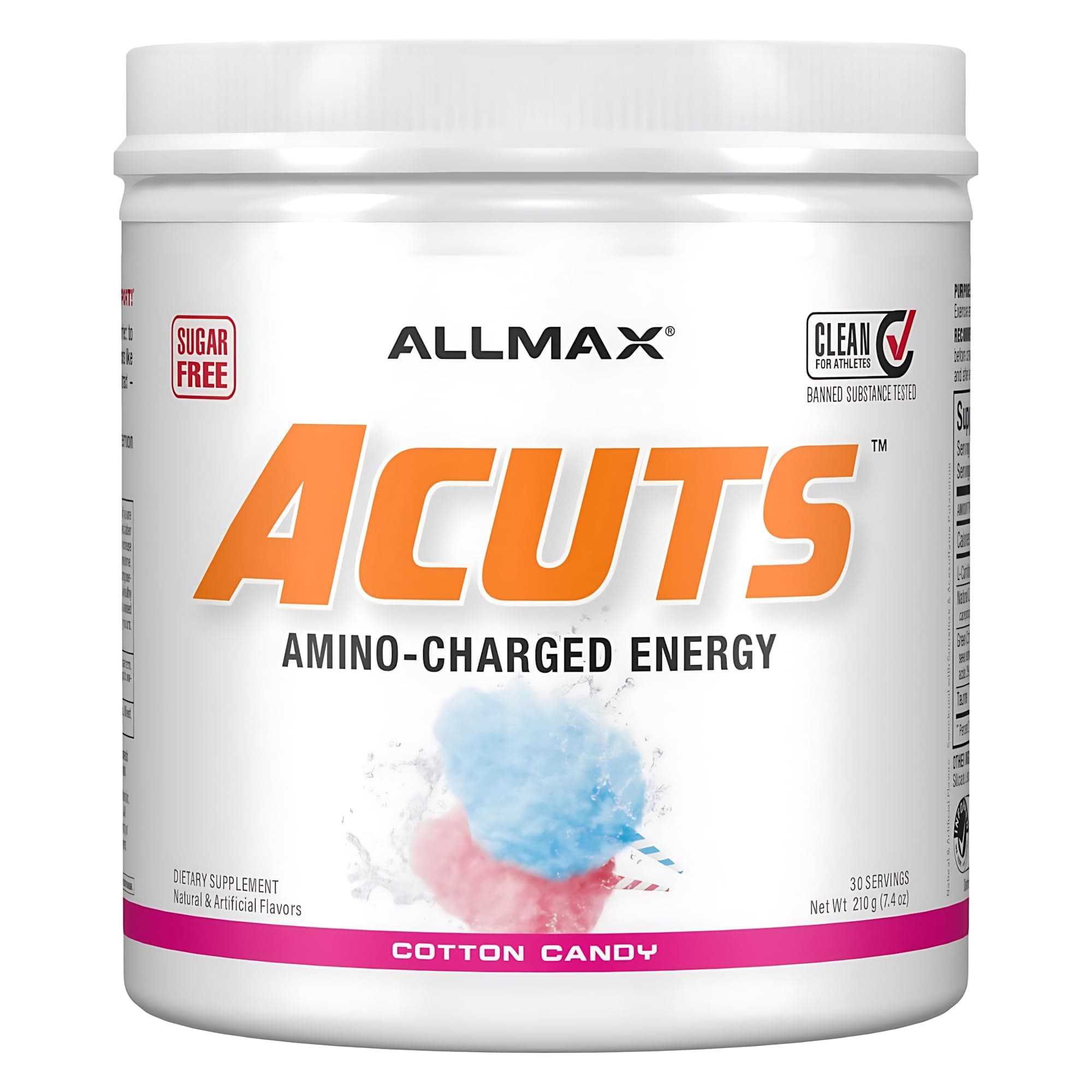 AMINOCUTS (ACUTS), Amino-Charged Energy Drink with Taurine, L-Carnitine, Green Coffee Bean Extract (30 Servings, Cotton Candy)