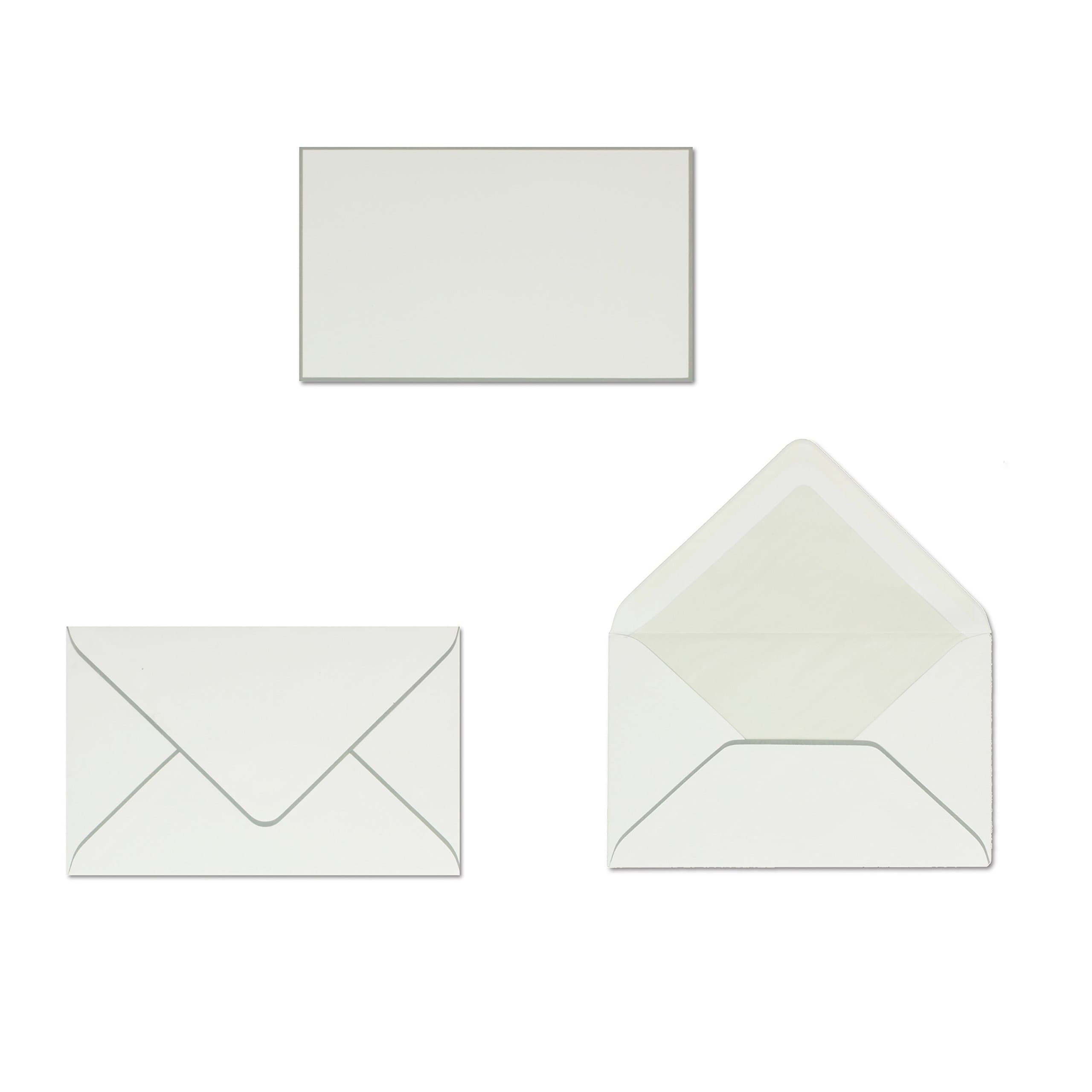Set of 50/25X 25 Pieces Mourning Card with Grey Trim and Matching Envelopes with Silk Lining