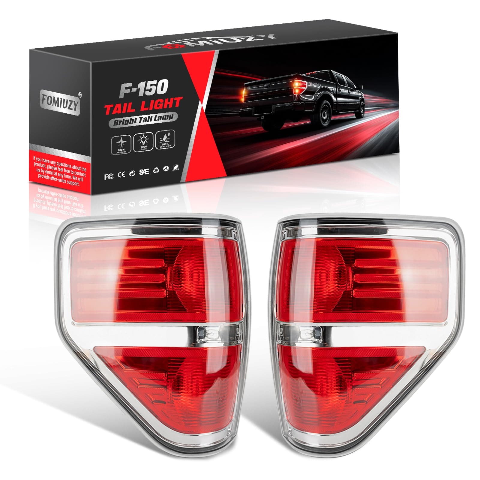 Tail Lights Assembly Fit Ford F150 F-150 2009 2010 2011 2012 2013 2014 Rear Brake Turn Signal Back Up Taillight Left Driver Right Passenger Lens Cover BL3Z13404AB BL3Z13405AB(Bulb Included)