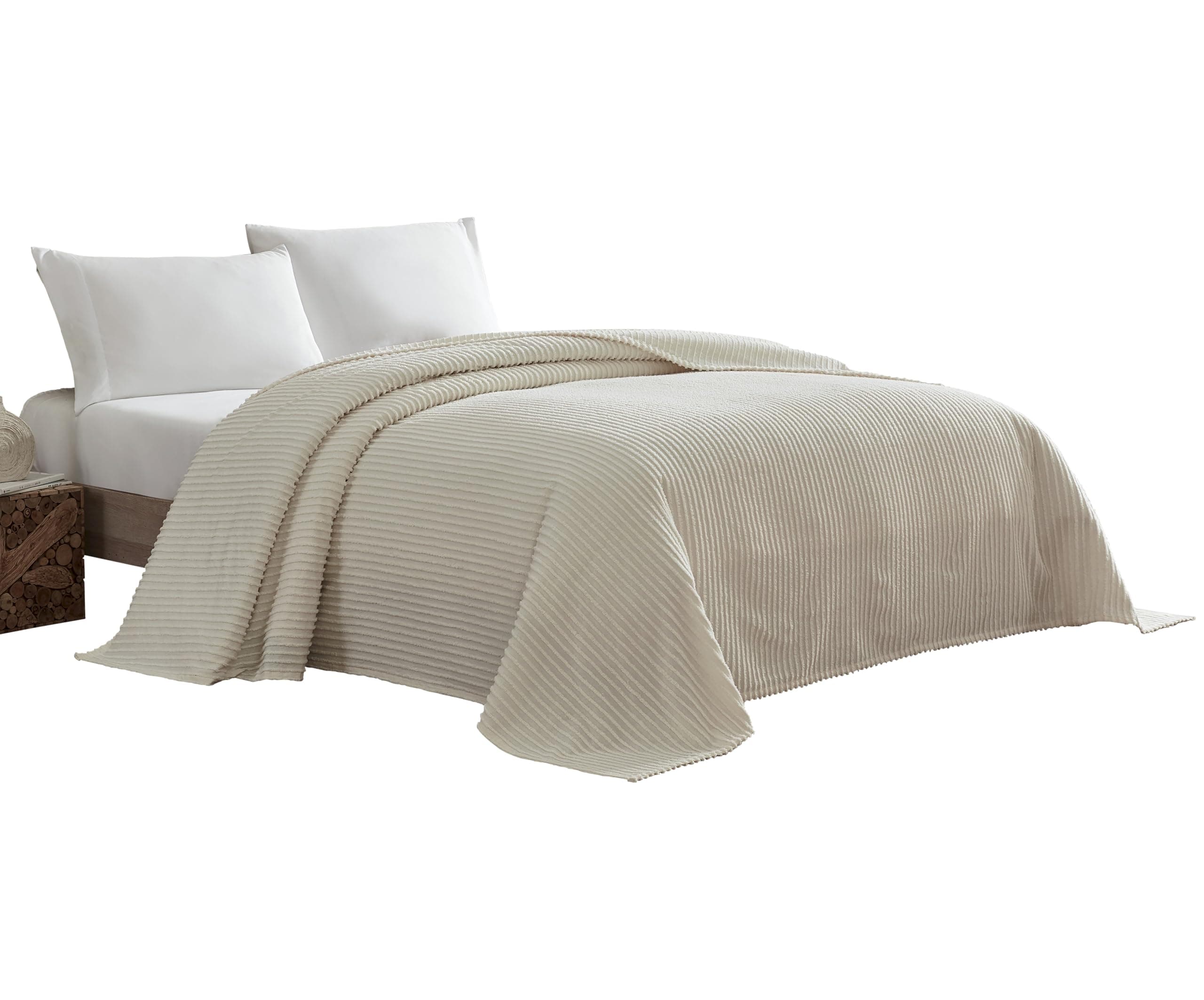 Beatrice Home Fashions Channel Chenille Bedspread, King, Ivory
