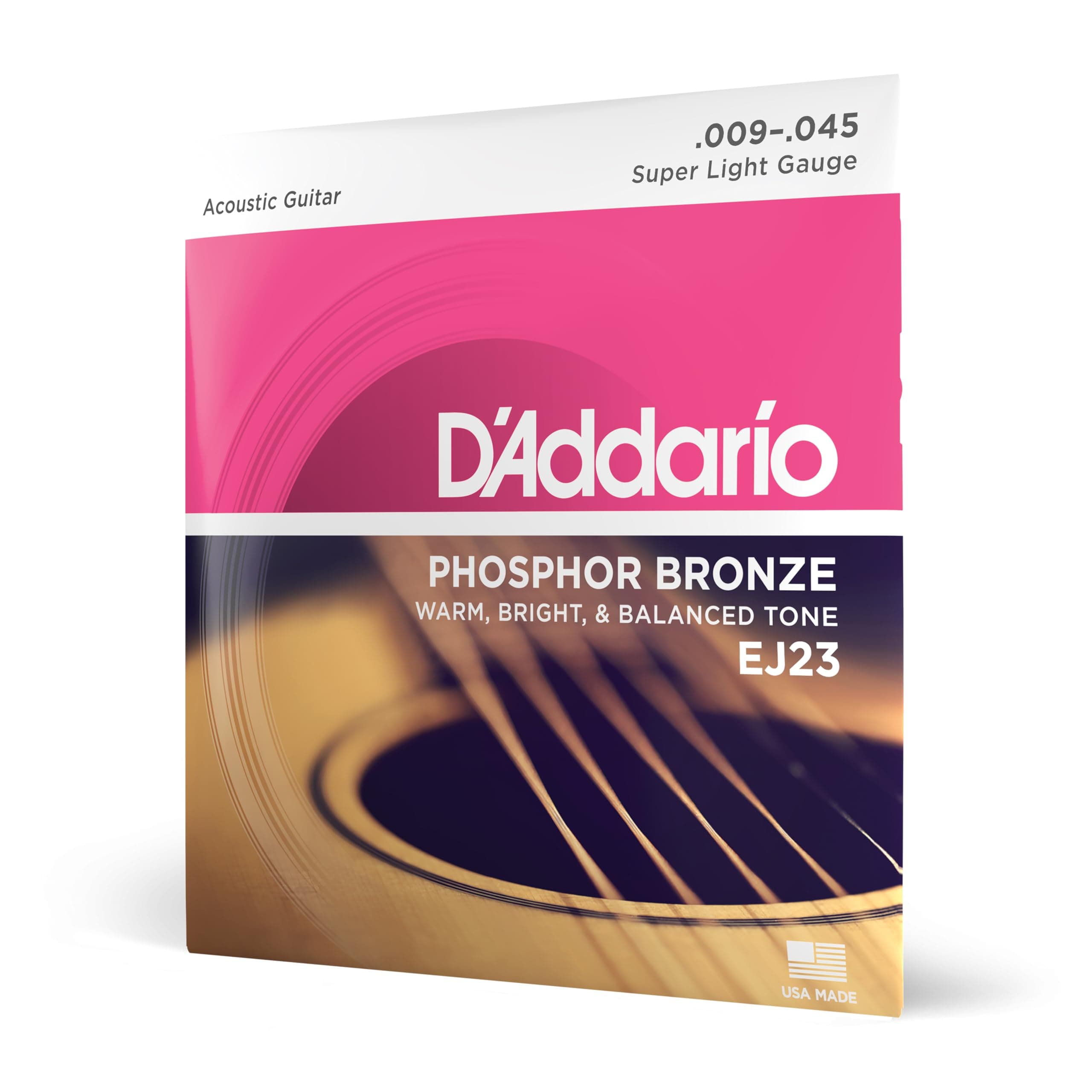 Guitar Strings - Phosphor Bronze Acoustic Guitar Strings - EJ23 - Rich, Full Tonal Spectrum - For 6 String Guitars - Super Light, 9-45