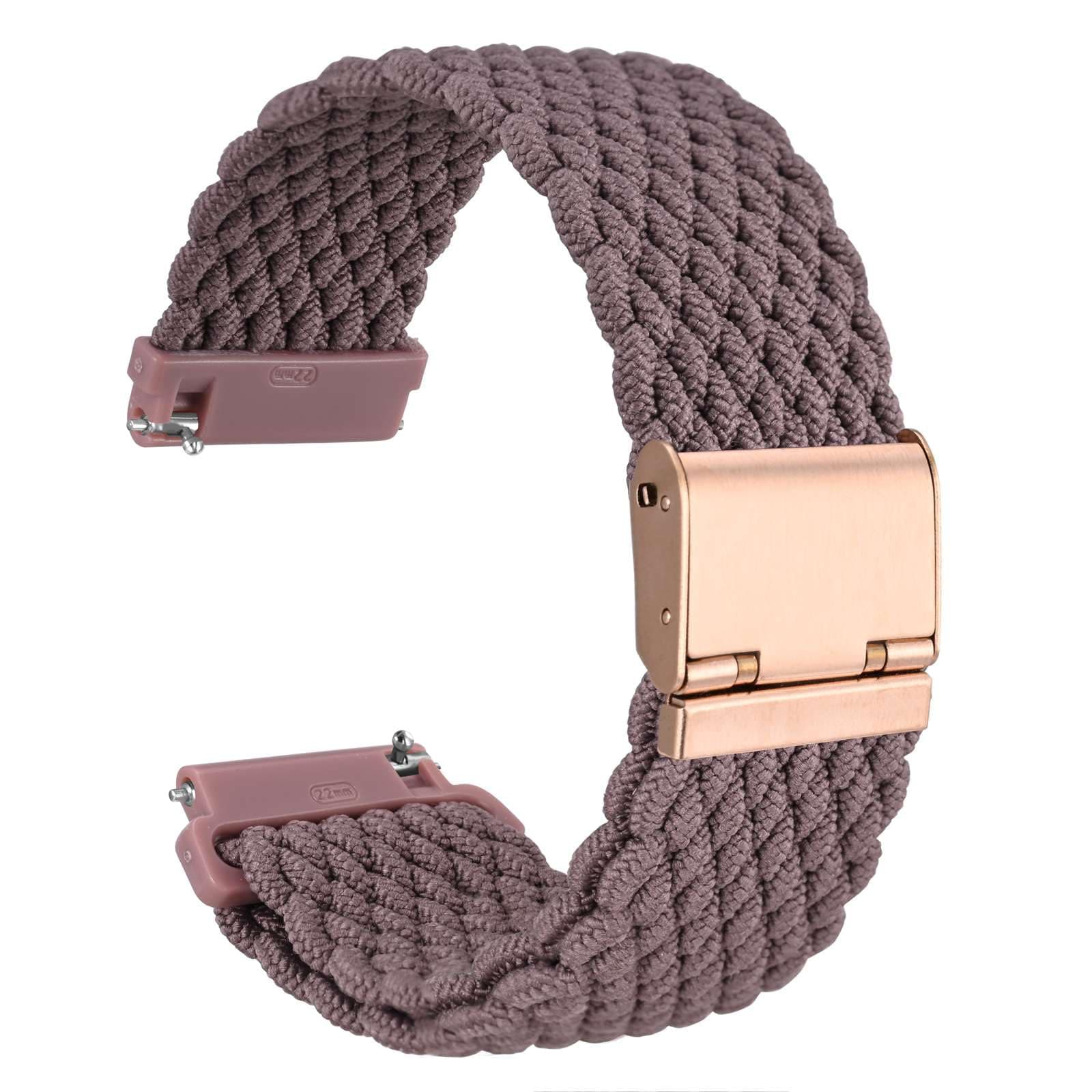 WOCCI 16mm Braided Nylon Watch Band for Men and Women, Quick Release, Rosegold Stainless Steel Buckle (Woodrose)
