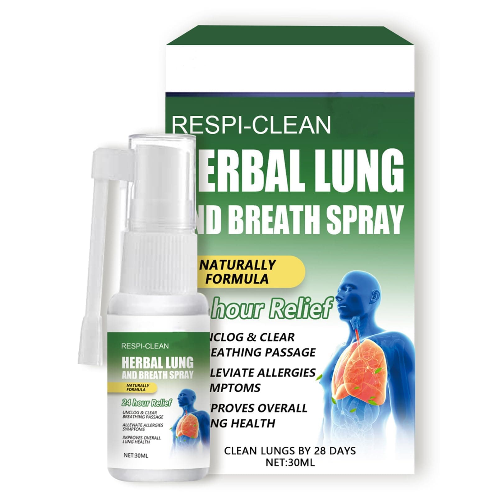Respinature Herbal Lung Cleanse Mist - Natural Respiratory Cleanse & Breathe Spray, Lung Exerciser Powerful Lung Support, Lung Cleanse for Smokers, Herbal Lung Care Essence Daily Use - 30ml (1)