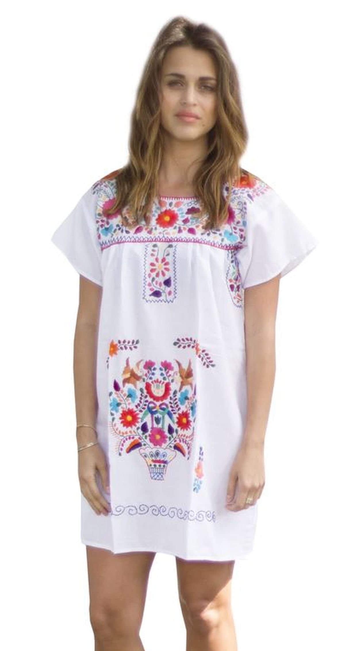 Liliana Cruz Embroidered Mexican Peasant Mini Dress