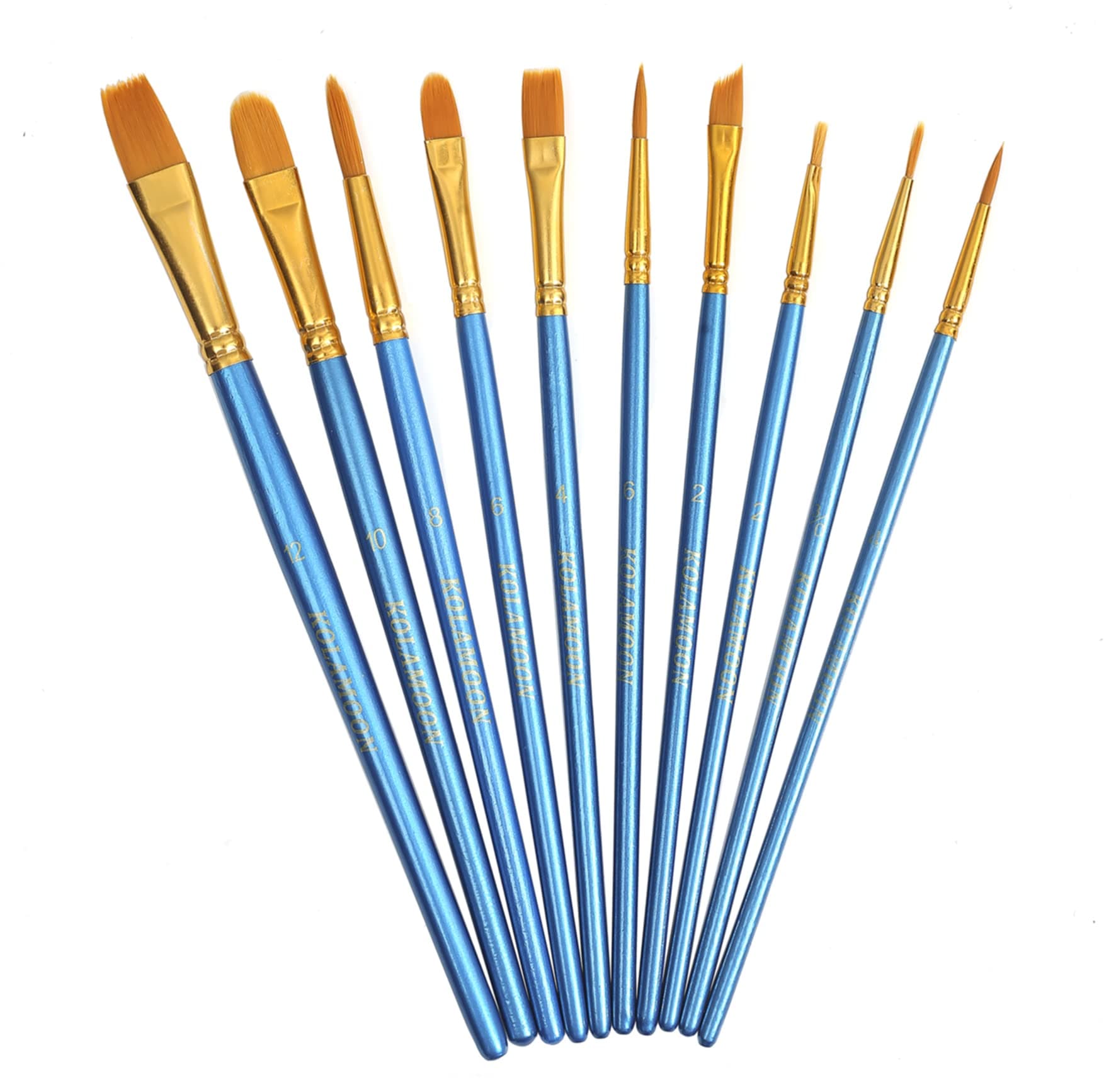 10pcs Artist Nylon Painting Brushes Set for Body Paint, Watercolor, Acrylic and Oil Painting