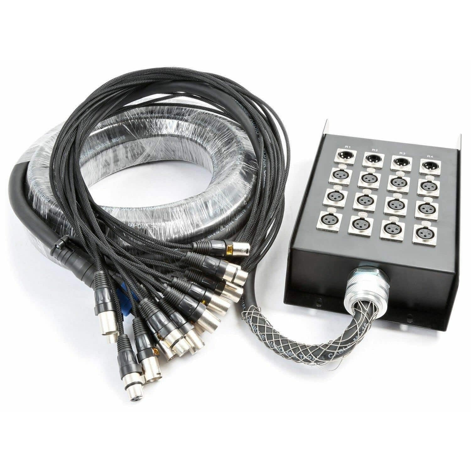 Snake Stage Box Multi Cable 12 Input 4 Output XLR Connectors 30m Professional Studio and Live Audio Reinforced Metal Stagebox 18mm Diameter Cable JJA4737